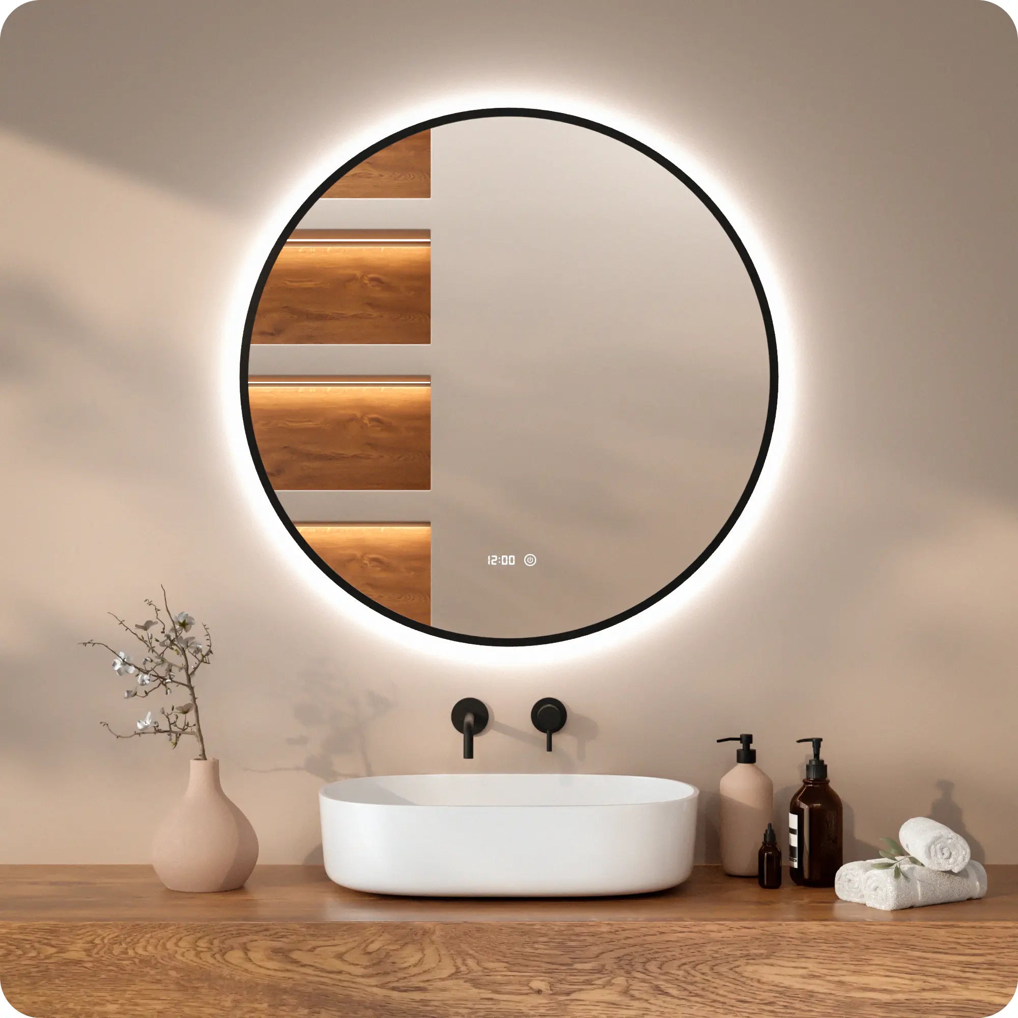 Badkamerspiegel - 100cm - Zwart Frame