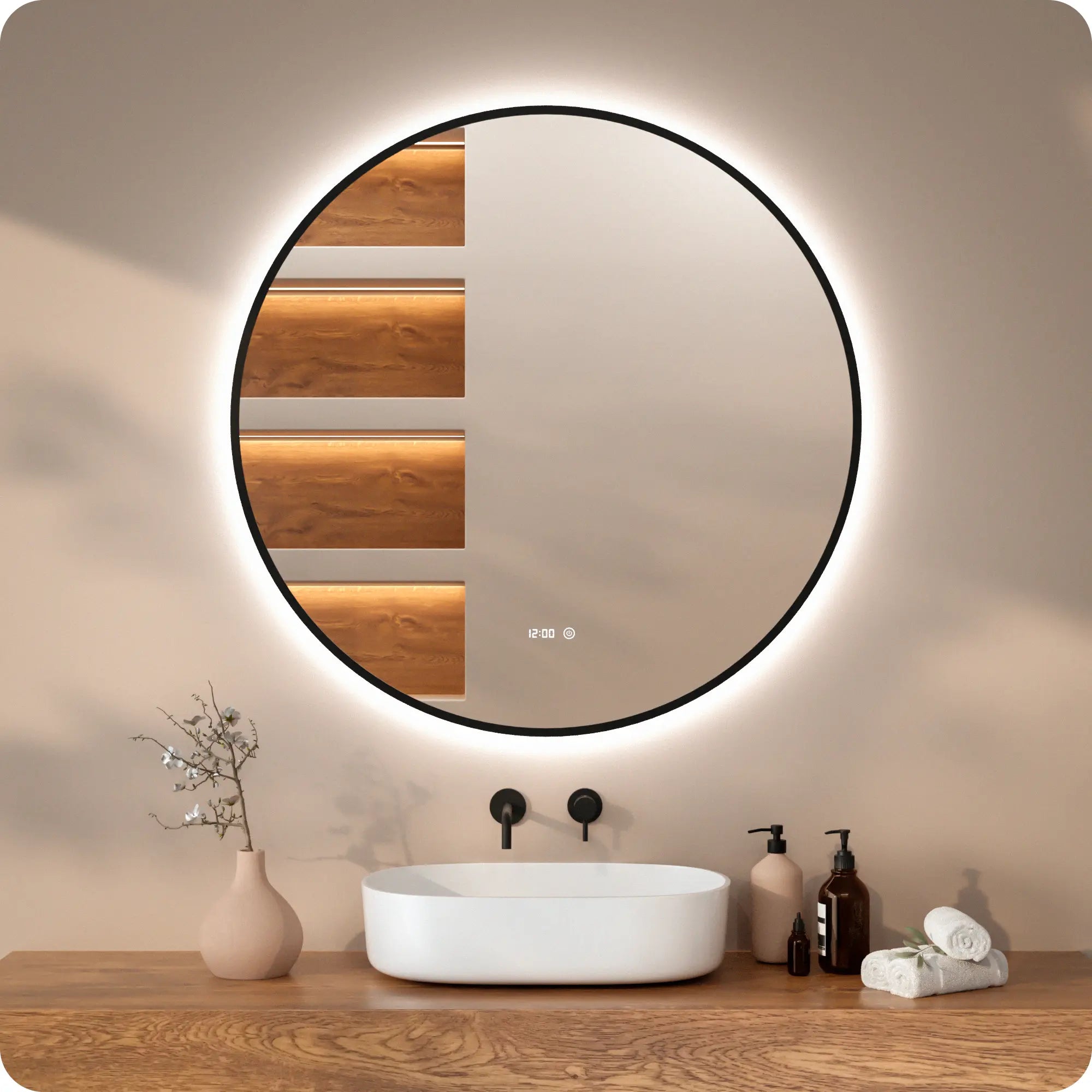 Badkamerspiegel - 120cm - Zwart Frame - PRE-ORDER