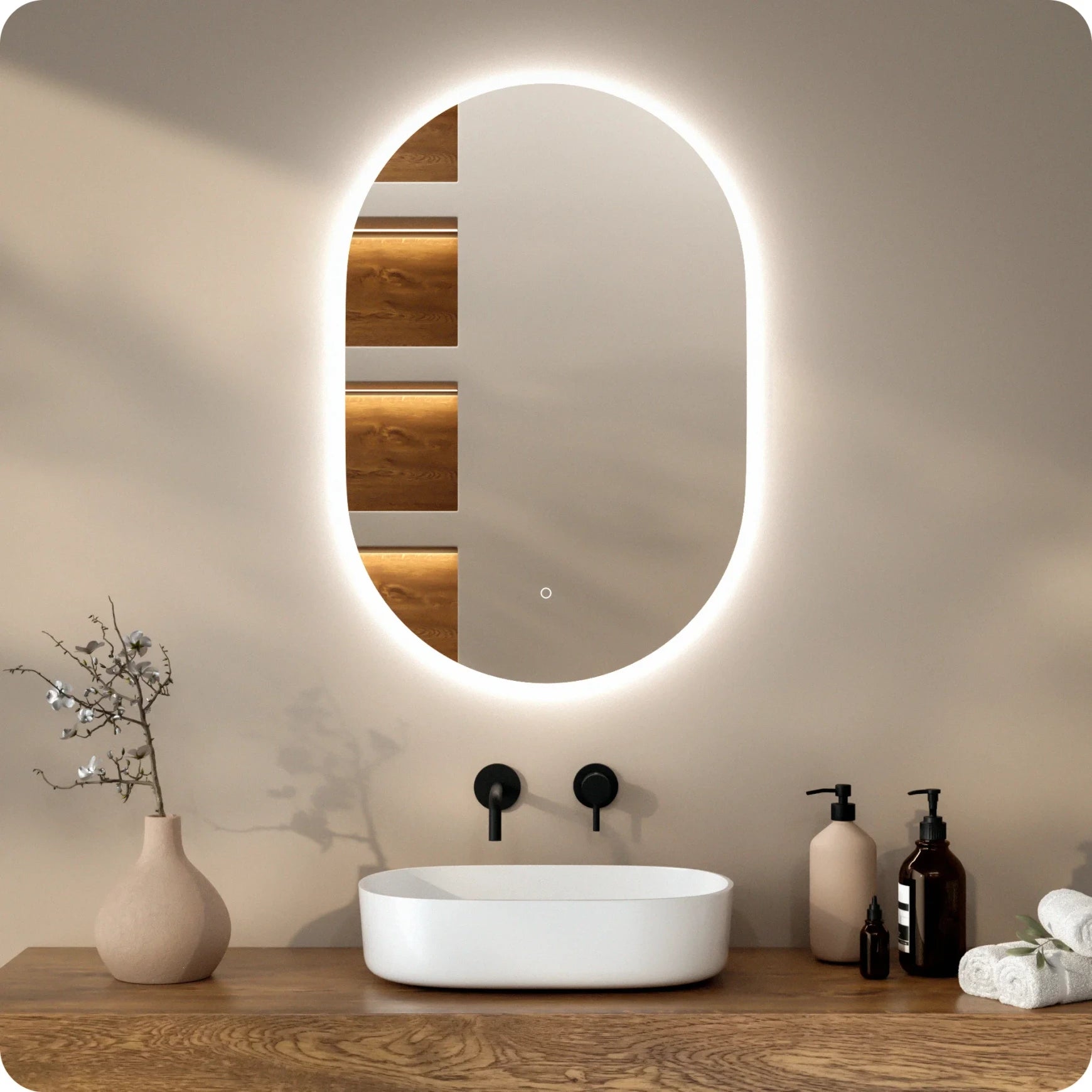 Bathroom mirror - 90x60cm Oval - Frameless