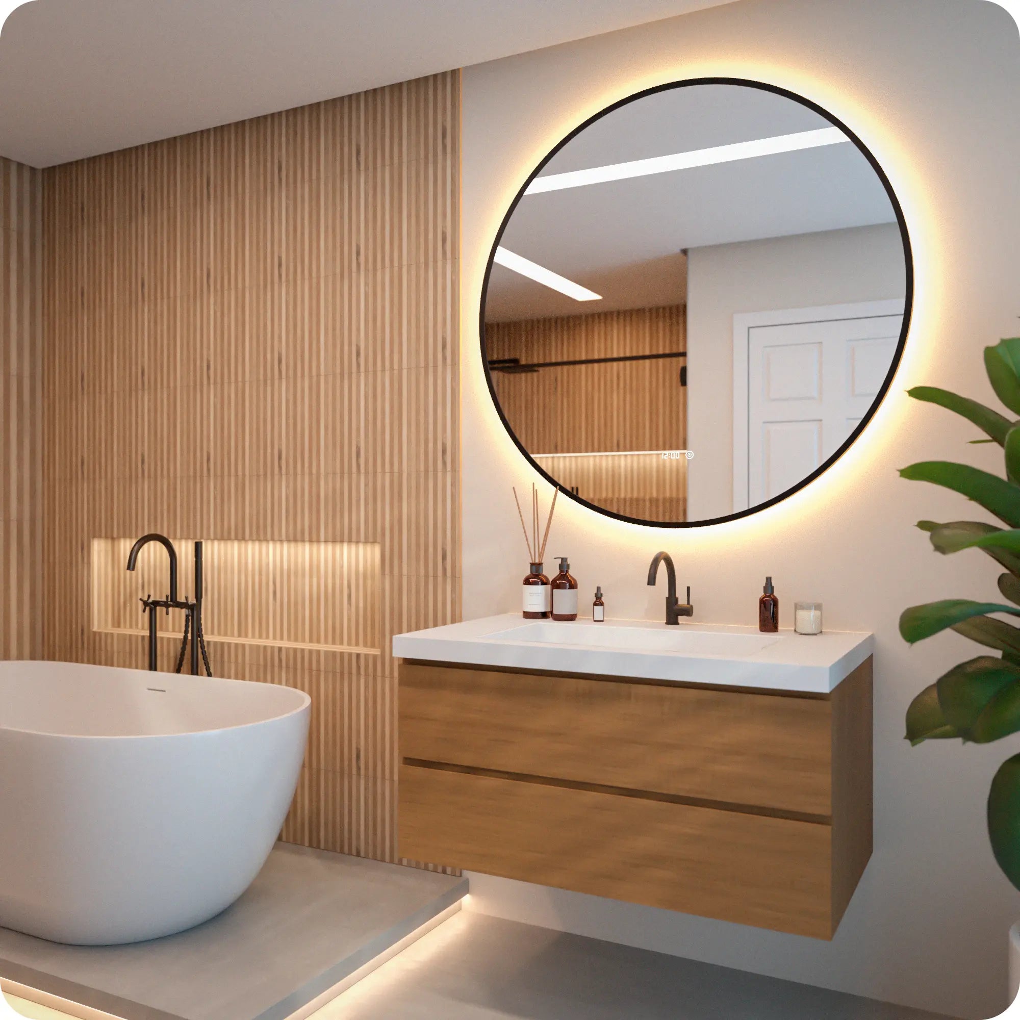 Badkamerspiegel - 120cm - Zwart Frame - PRE-ORDER