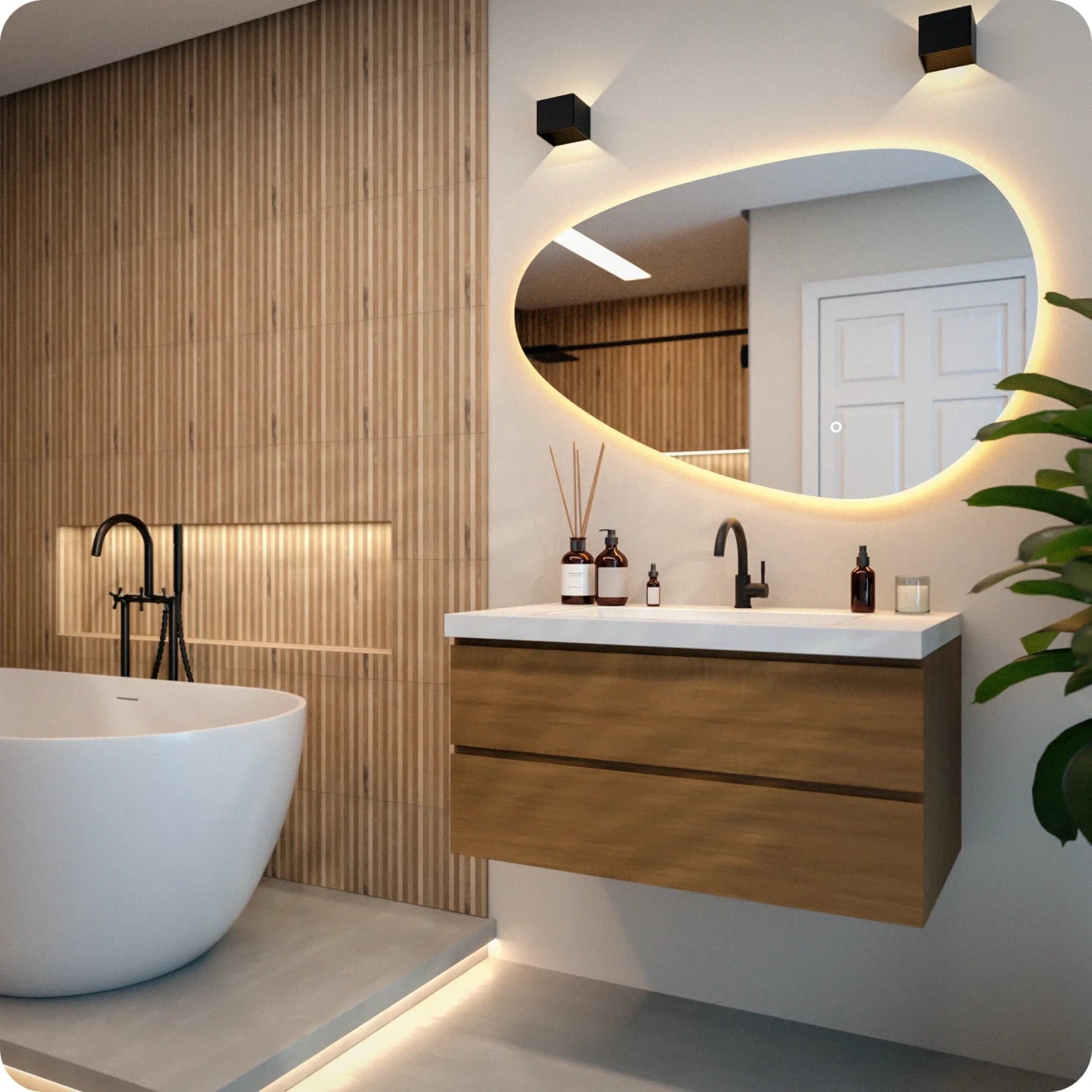 Bathroom mirror - 120x75cm Asymmetrical - Frameless