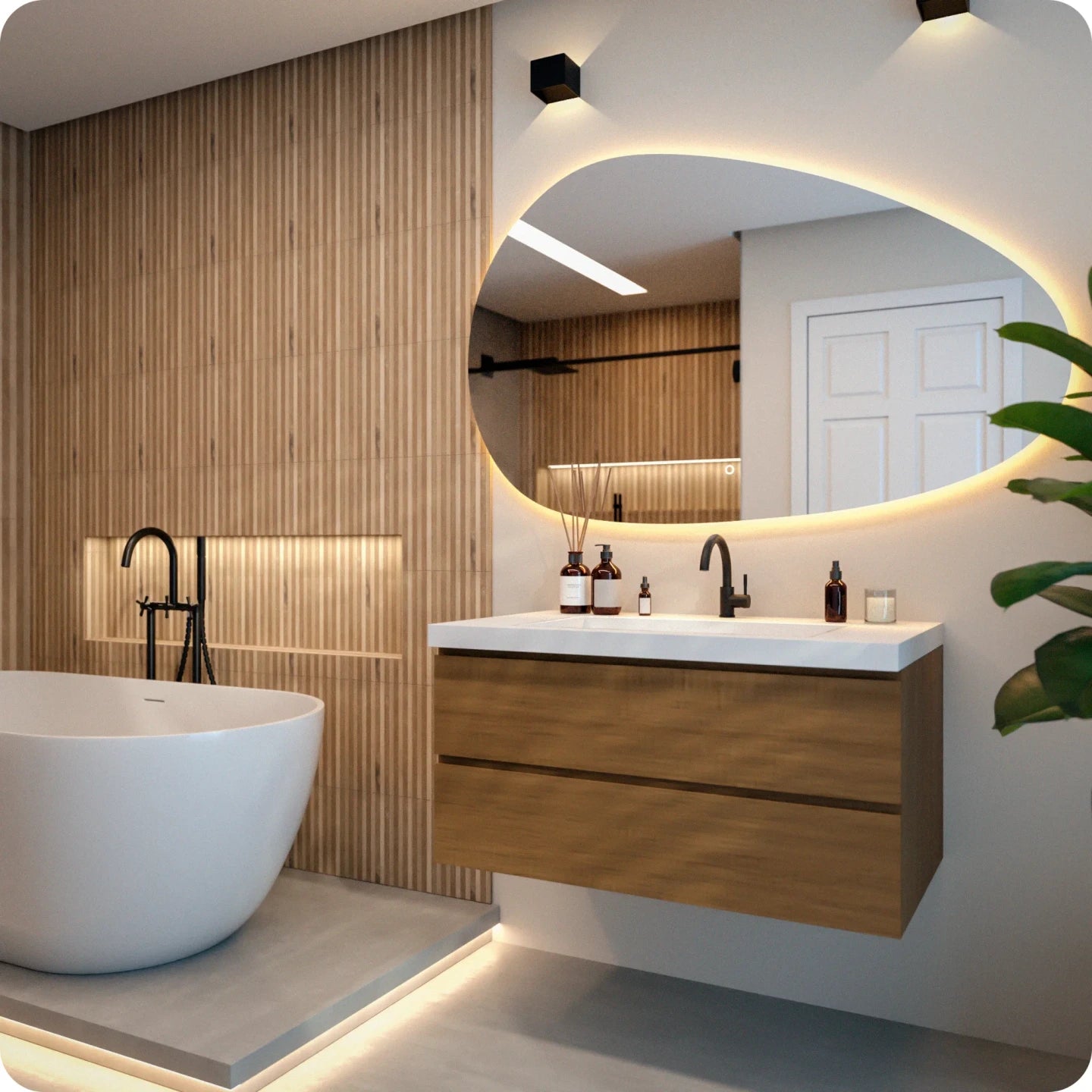 Badkamerspiegel - 150x93cm Asymmetrisch - Frameloos