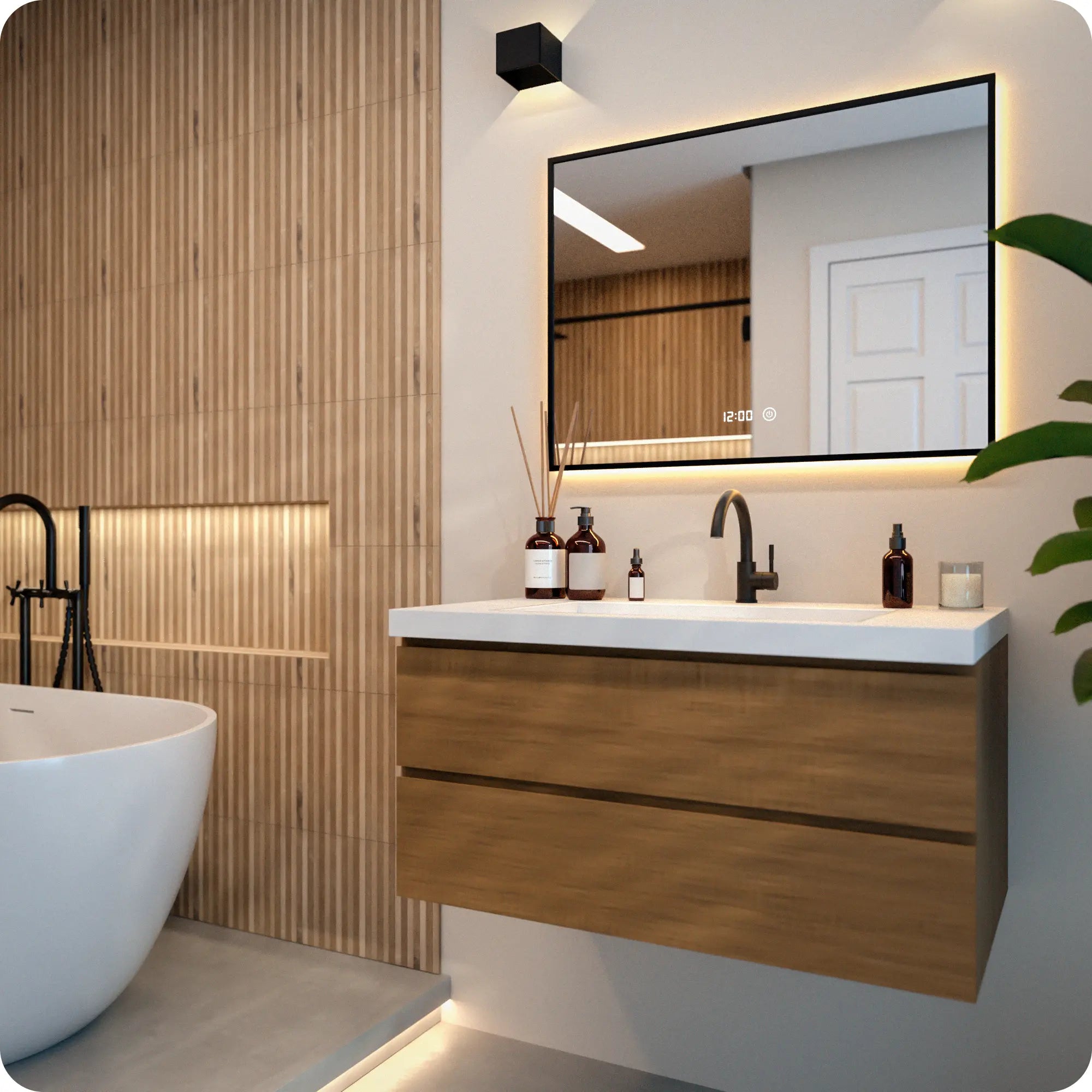 Bathroom Mirror - 80x60cm - Rectangle - Black Frame