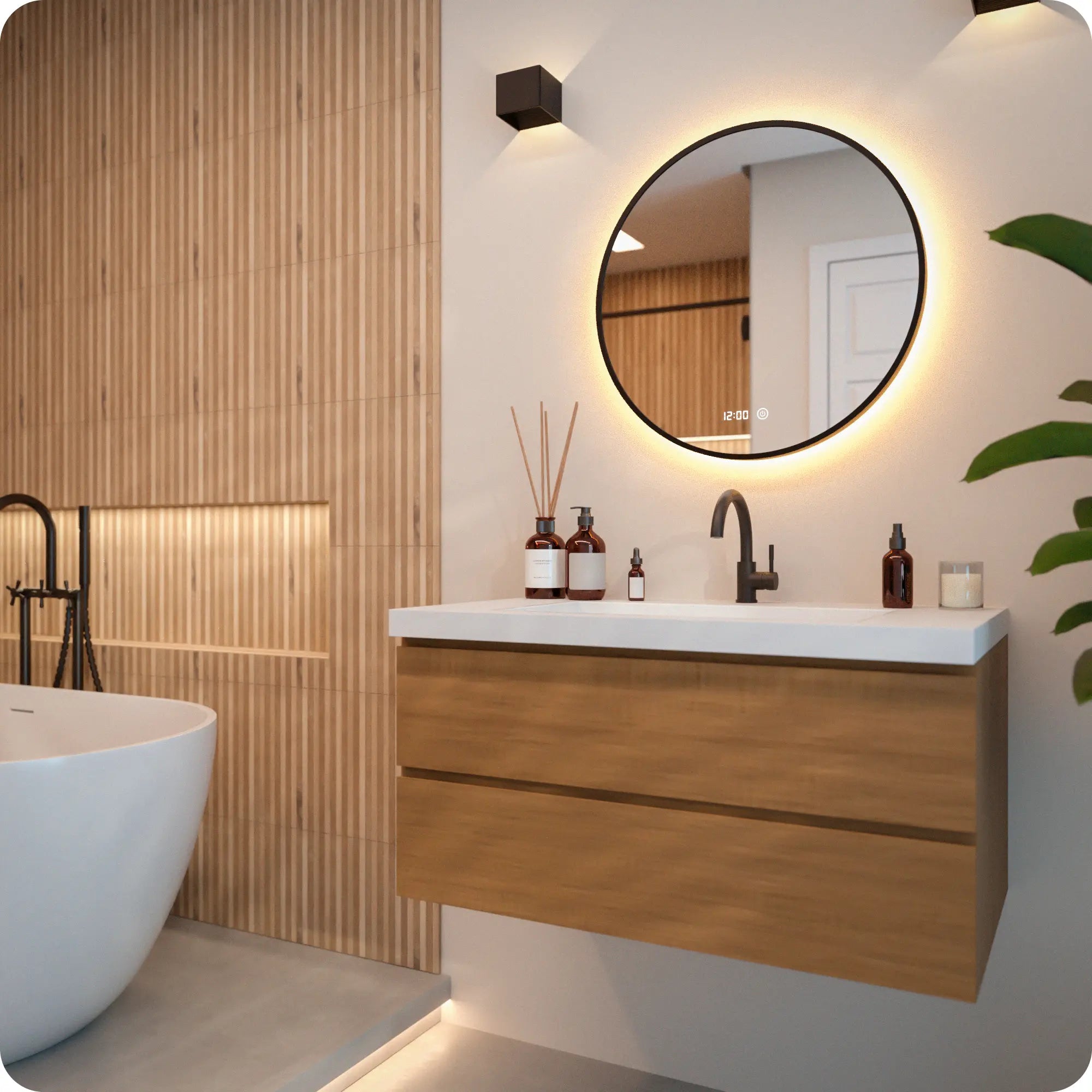 Bathroom mirror - 60cm - Black frame