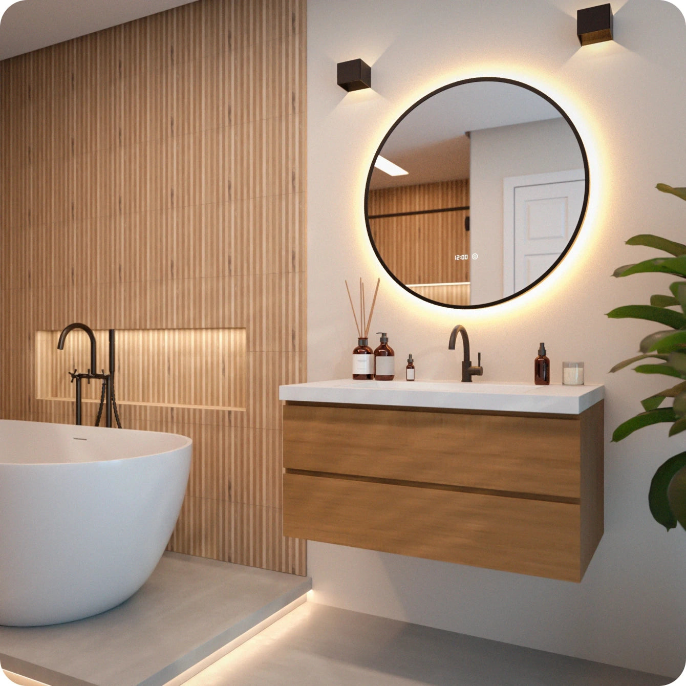 Bathroom mirror - 80cm - Black frame