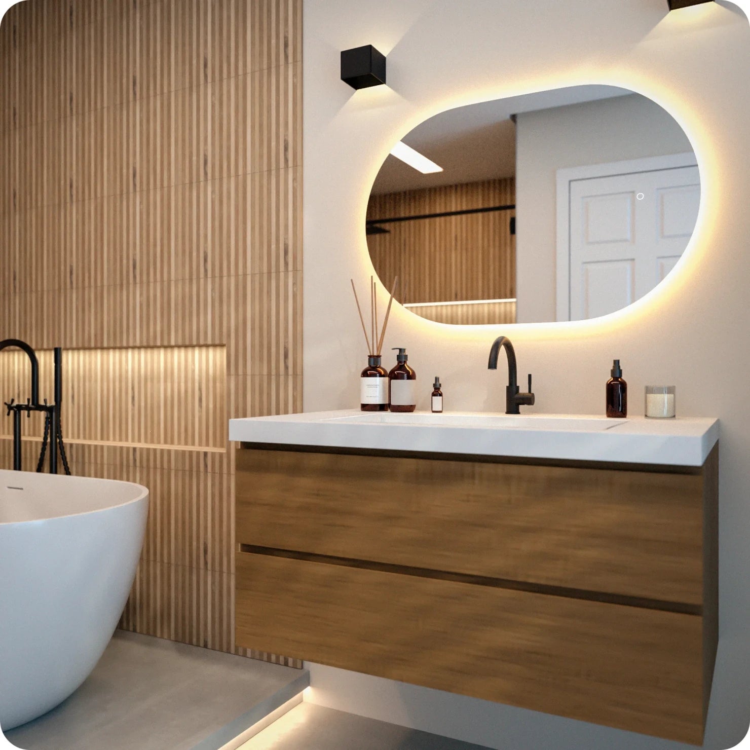 Bathroom mirror - 90x60cm Oval - Frameless