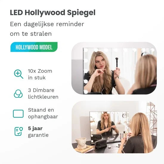 Hollywood Spiegel - 80x60cm - Wit