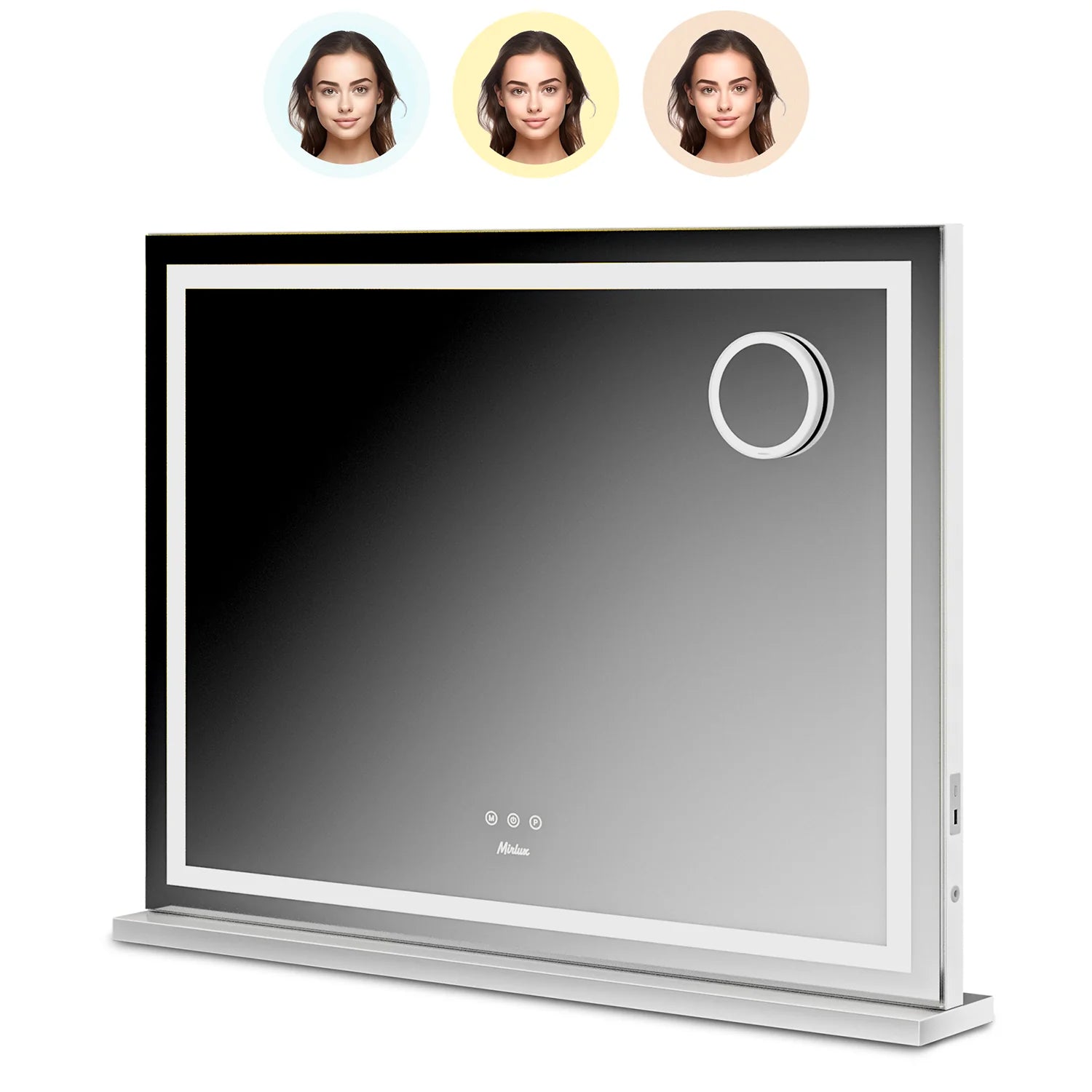 Hollywood Spiegel - Bluetooth Speakers - 80x60cm - Wit