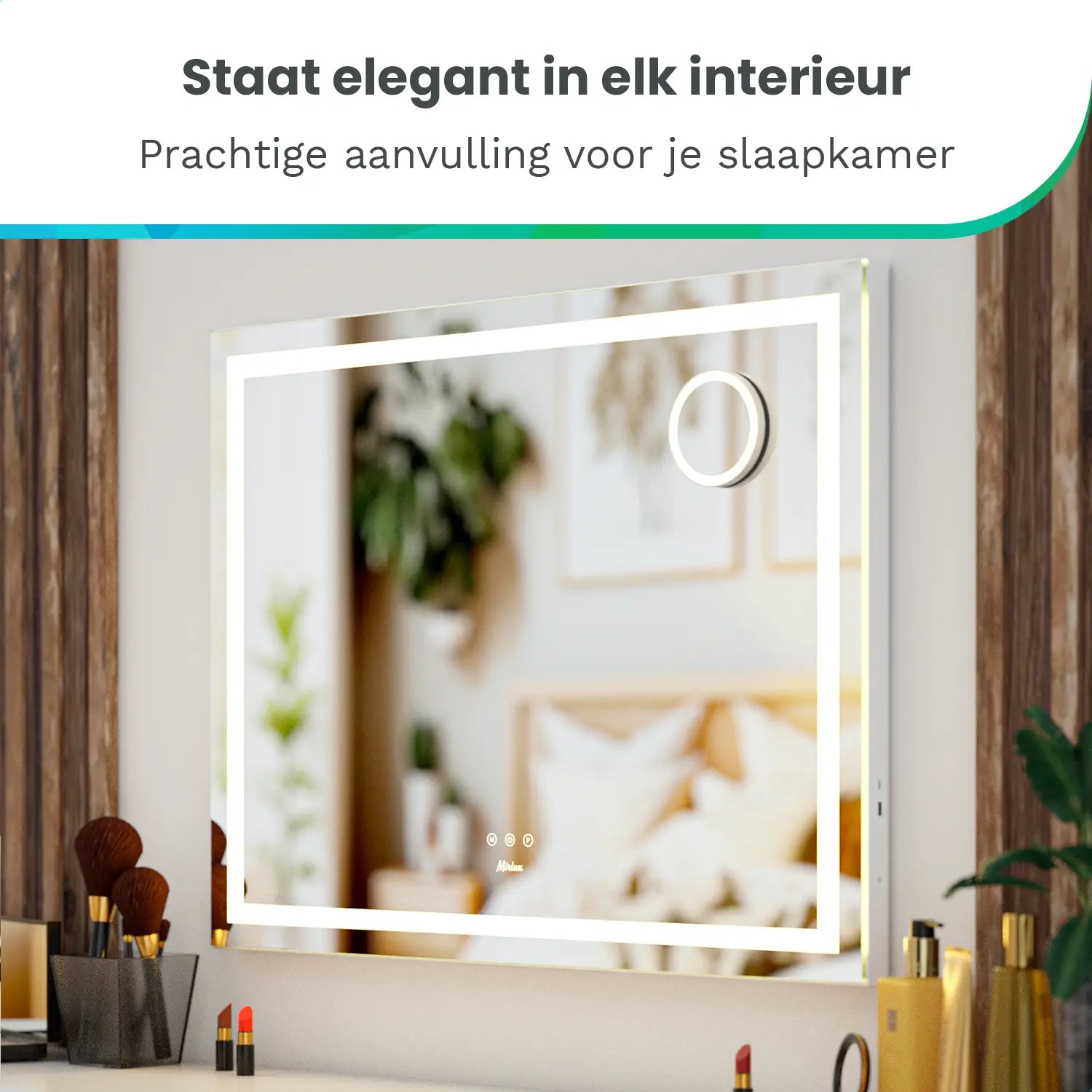 Hollywood Spiegel - Bluetooth Speakers - 80x60cm - Wit