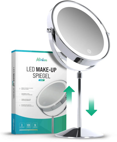 Makeup Mirror – Height Adjustable – Chrome – 1-10x Magnification