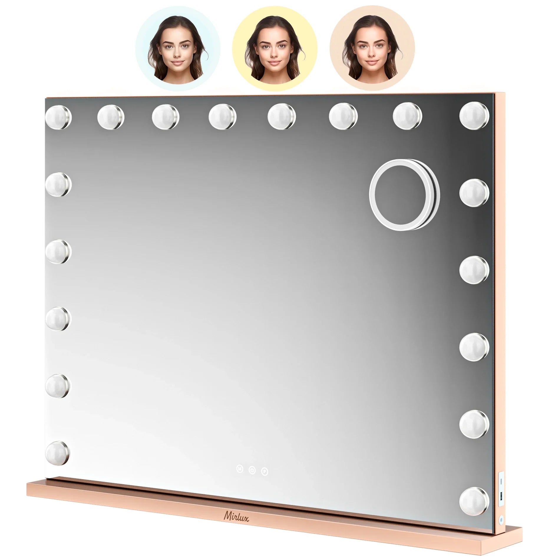 Hollywood Mirror - Bluetooth Speakers - 80x60cm - Rose Gold