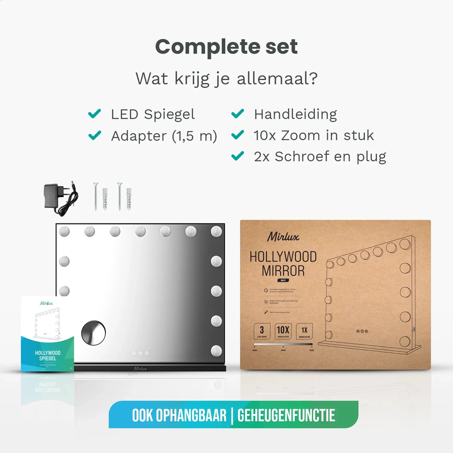 Hollywood Spiegel - Bluetooth Speakers - 58x48cm - Zwart - PRE-ORDER