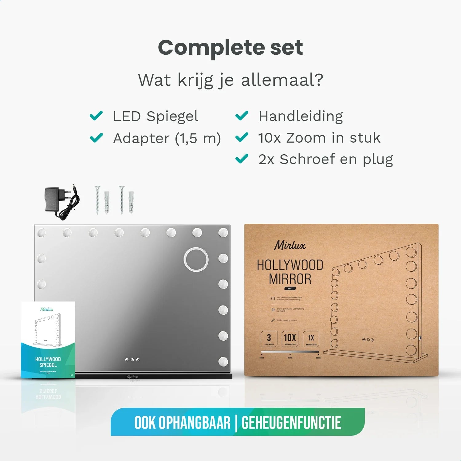 Hollywood Spiegel - Bluetooth Speakers - 80x60cm - Zwart