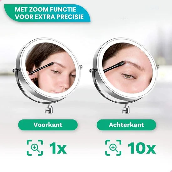Makeup Mirror – Rechargeable – Chrome – 1-10x Magnification