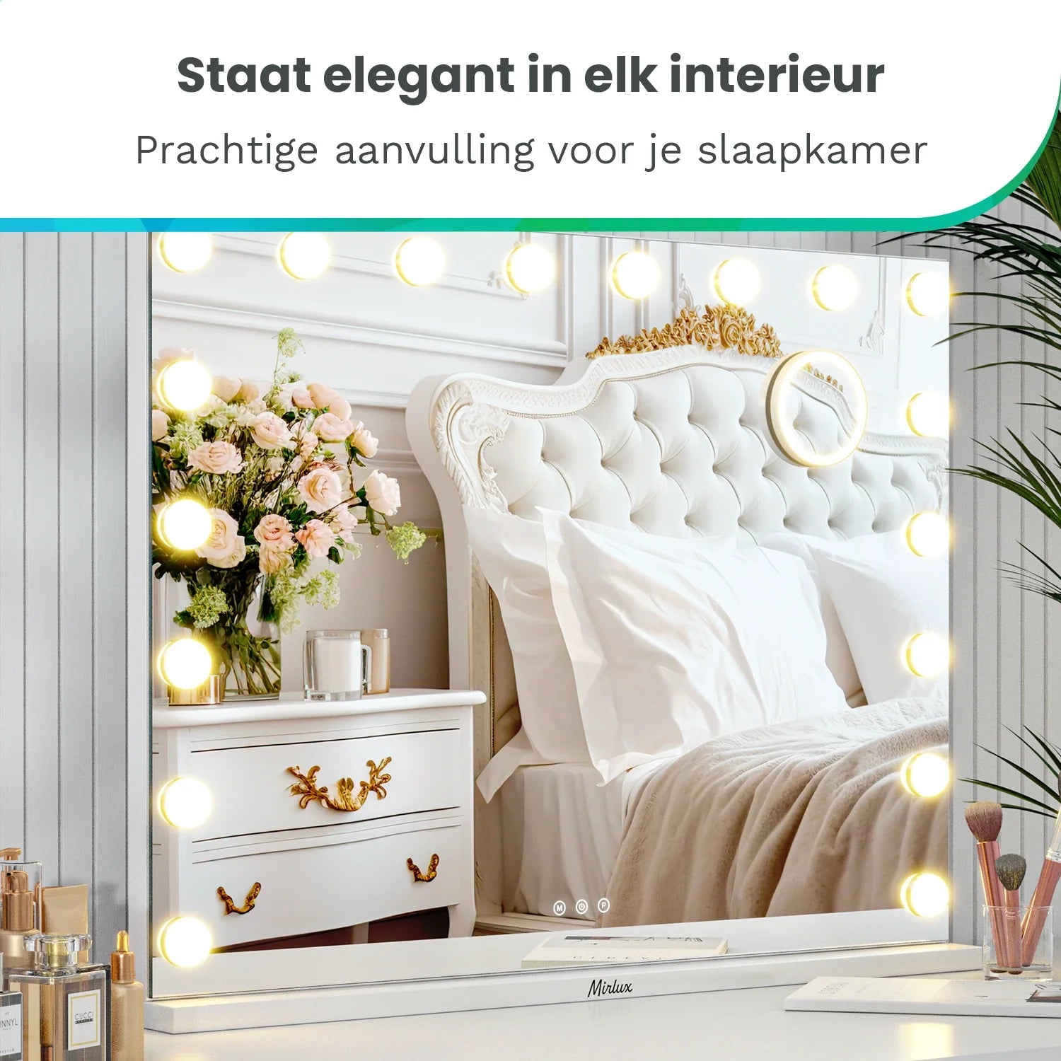 Hollywood Spiegel - Bluetooth Speakers - 80x60cm - Wit