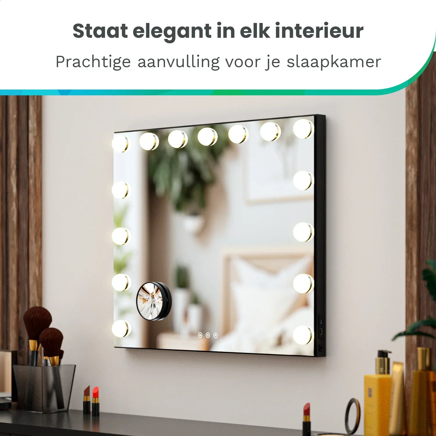 Hollywood Spiegel - Bluetooth Speakers - 58x48cm - Zwart - PRE-ORDER