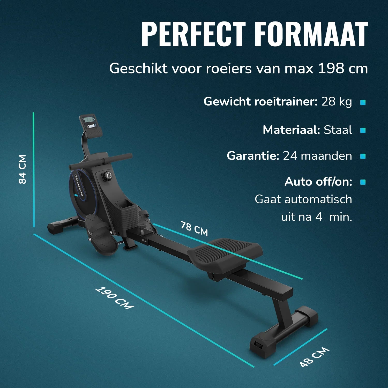 Rowing Machine - 16 Resistance Levels - LCD Monitor