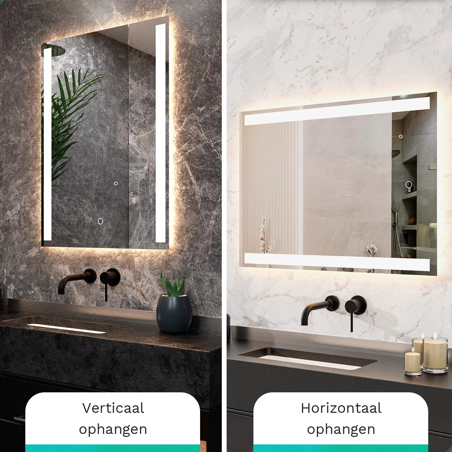 Bathroom mirror - 90x65cm Rectangular - Frameless
