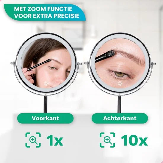 Makeup Mirror – Rechargeable – Chrome – 1-10x Magnification