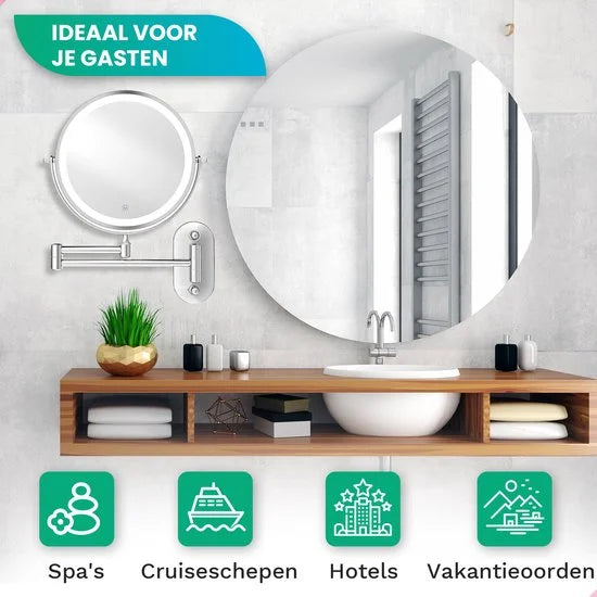 Makeup Mirror – Rechargeable – Chrome – 1-10x Magnification