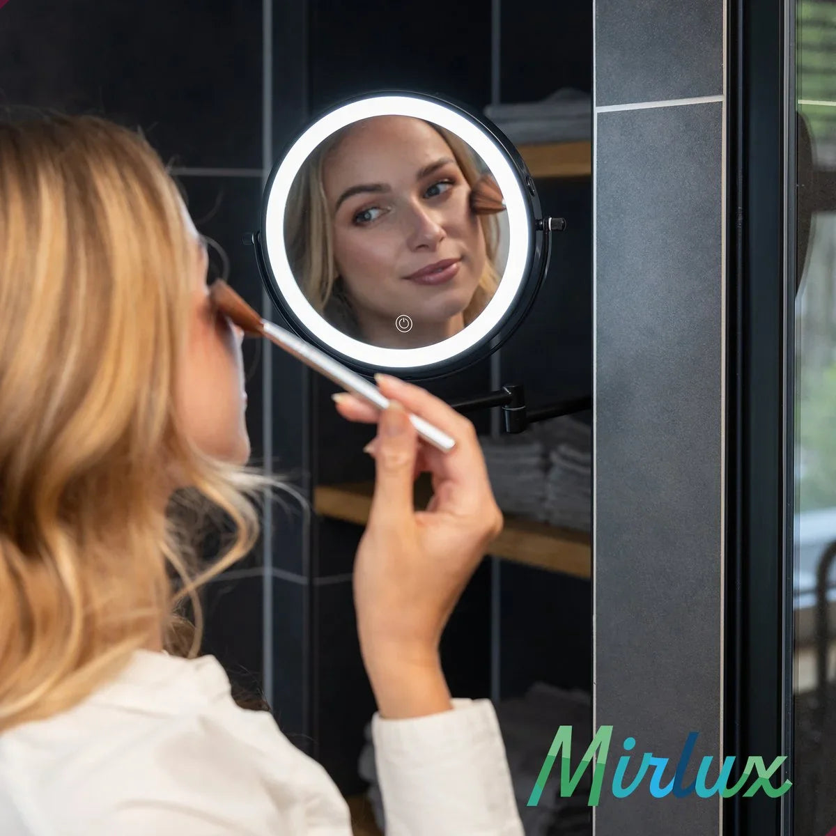 Kosmetikspiegel – Batteriebetrieben – Schwarz – 1-5-fache Vergrößerung
