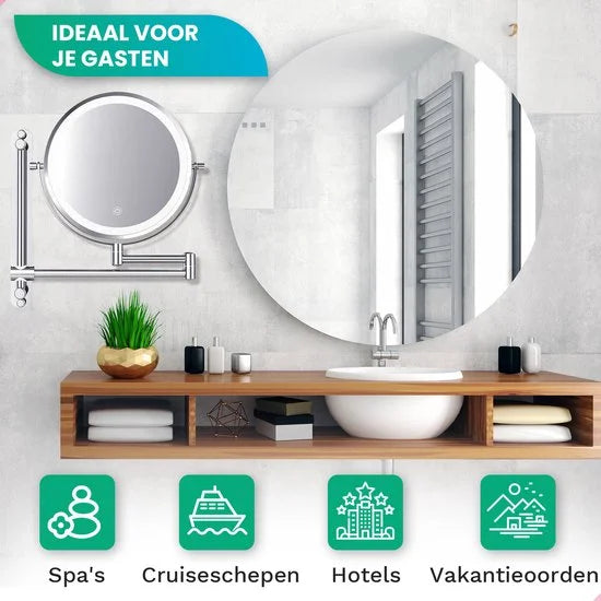 Makeup Mirror – Rechargeable – Chrome – 1-7x Magnification