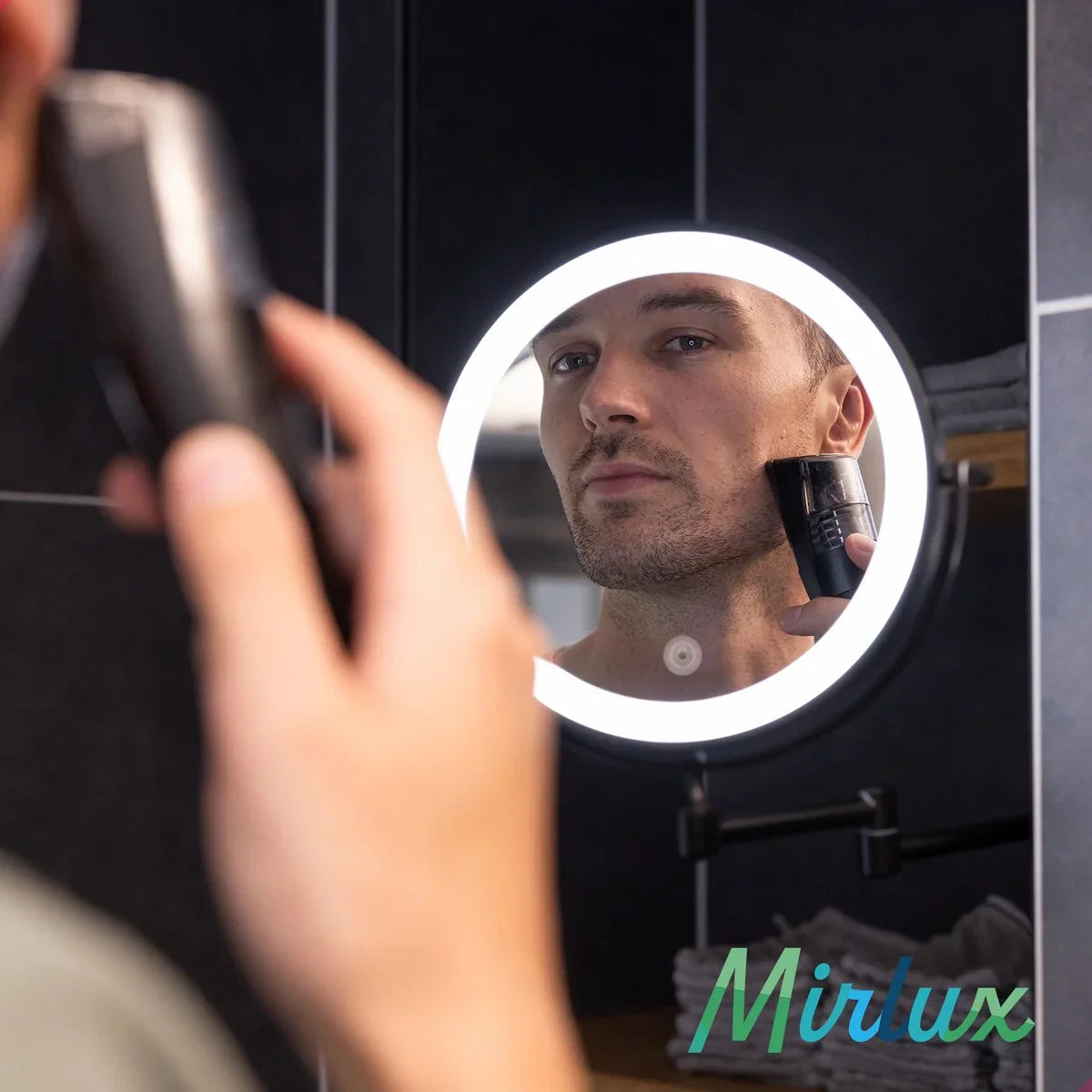 Makeup Mirror – Rechargeable – Black – 1-5x Magnification