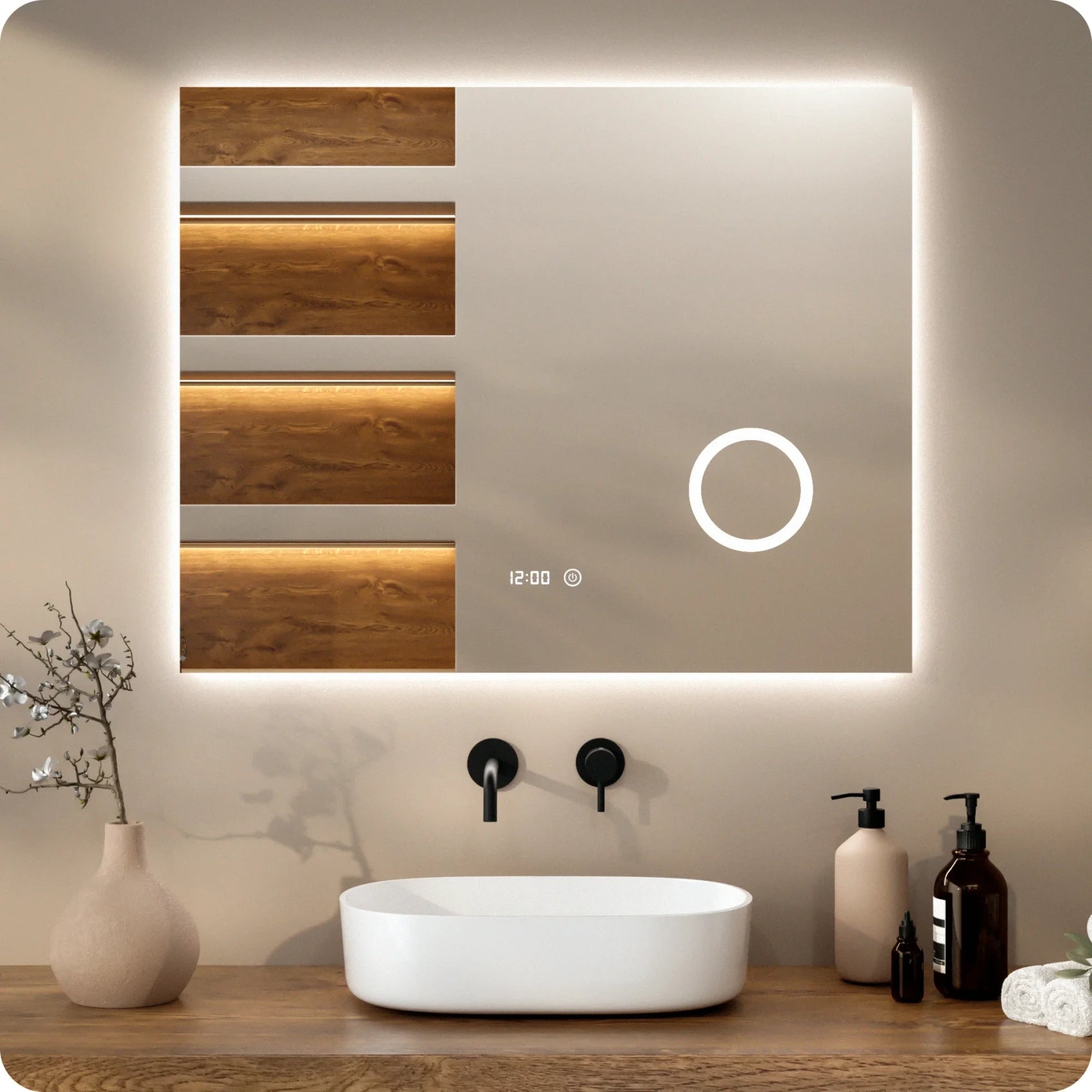 Bathroom Mirror - 100x80cm - Rectangle  - Frameless - PRE-ORDER