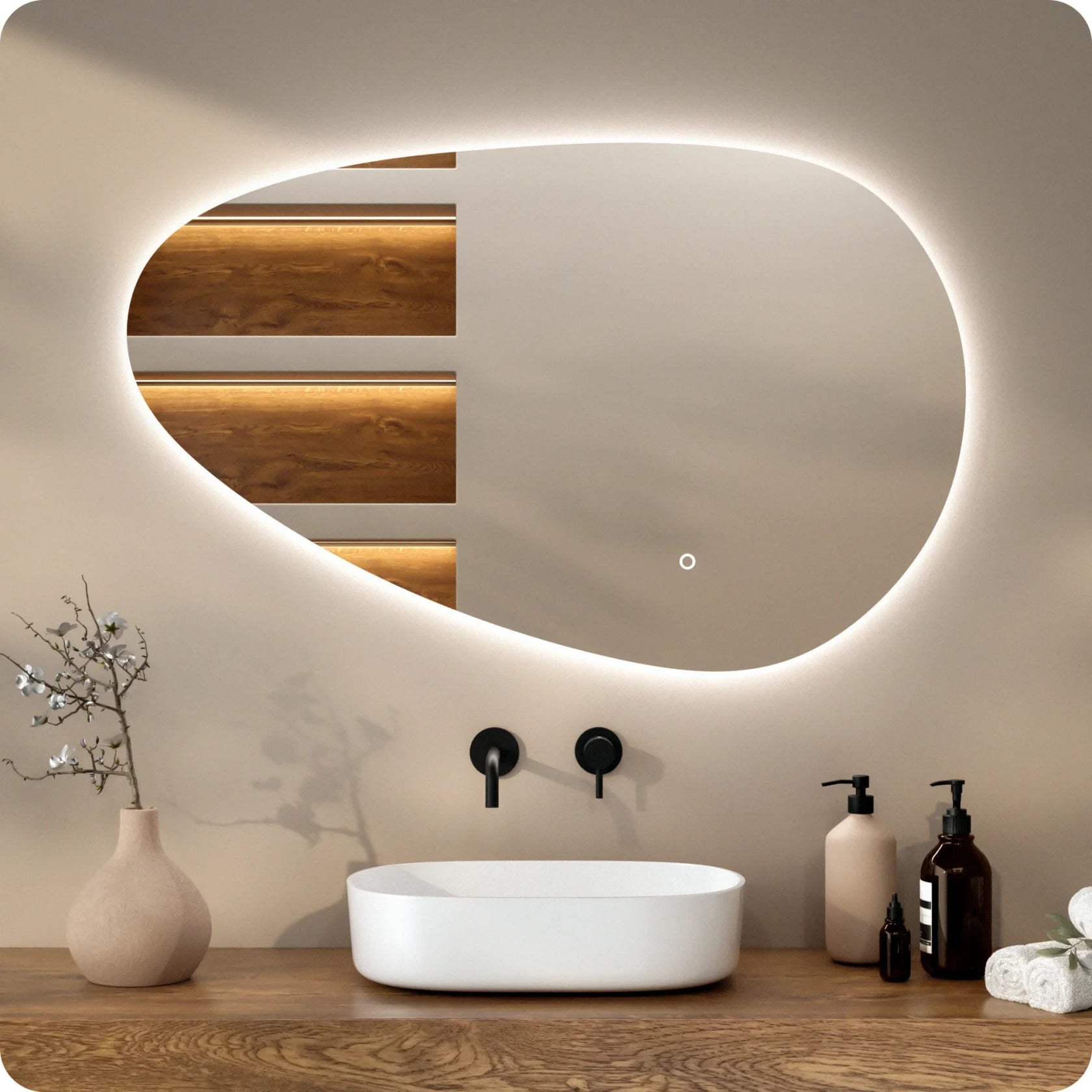 Bathroom mirror - 120x75cm Asymmetrical - Frameless