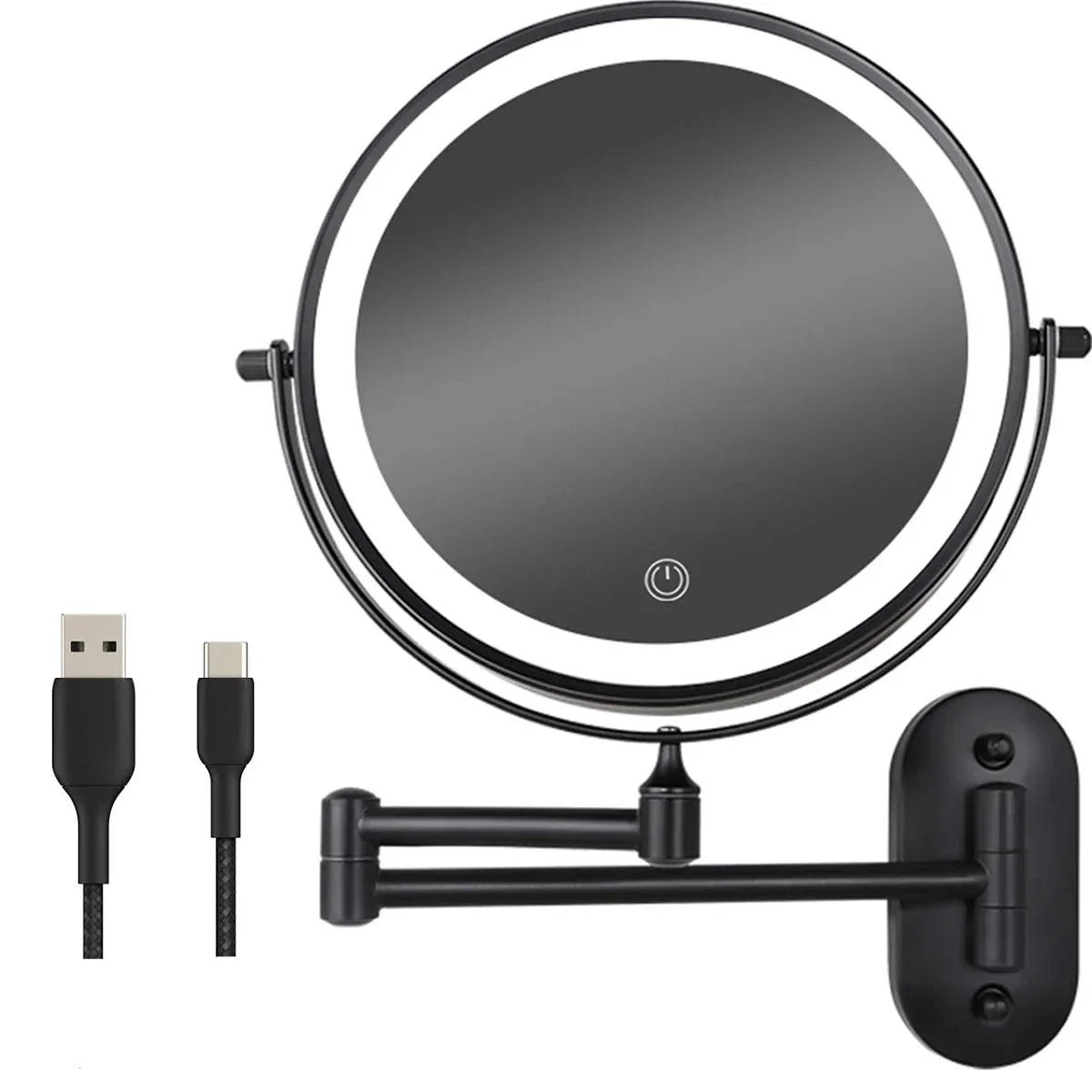 Makeup Mirror – Rechargeable – Black – 1-5x Magnification