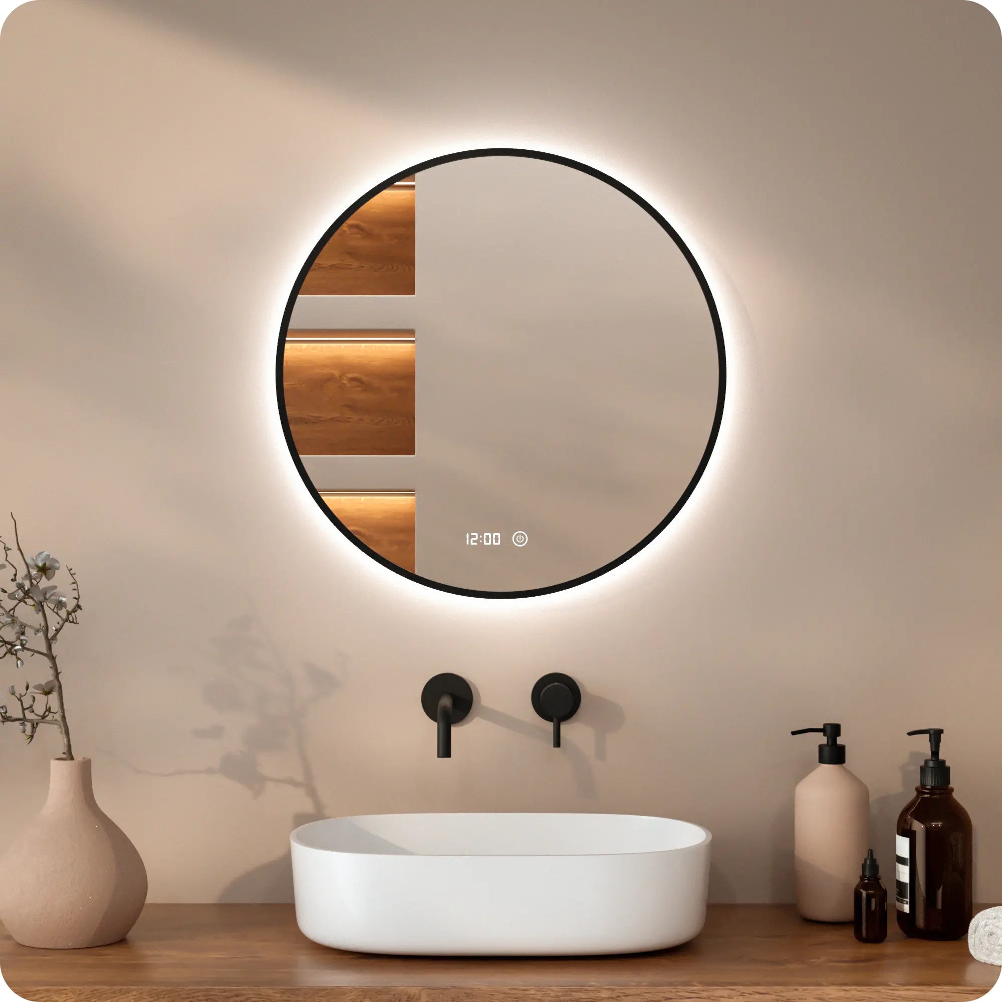 Bathroom mirror - 60cm - Black frame