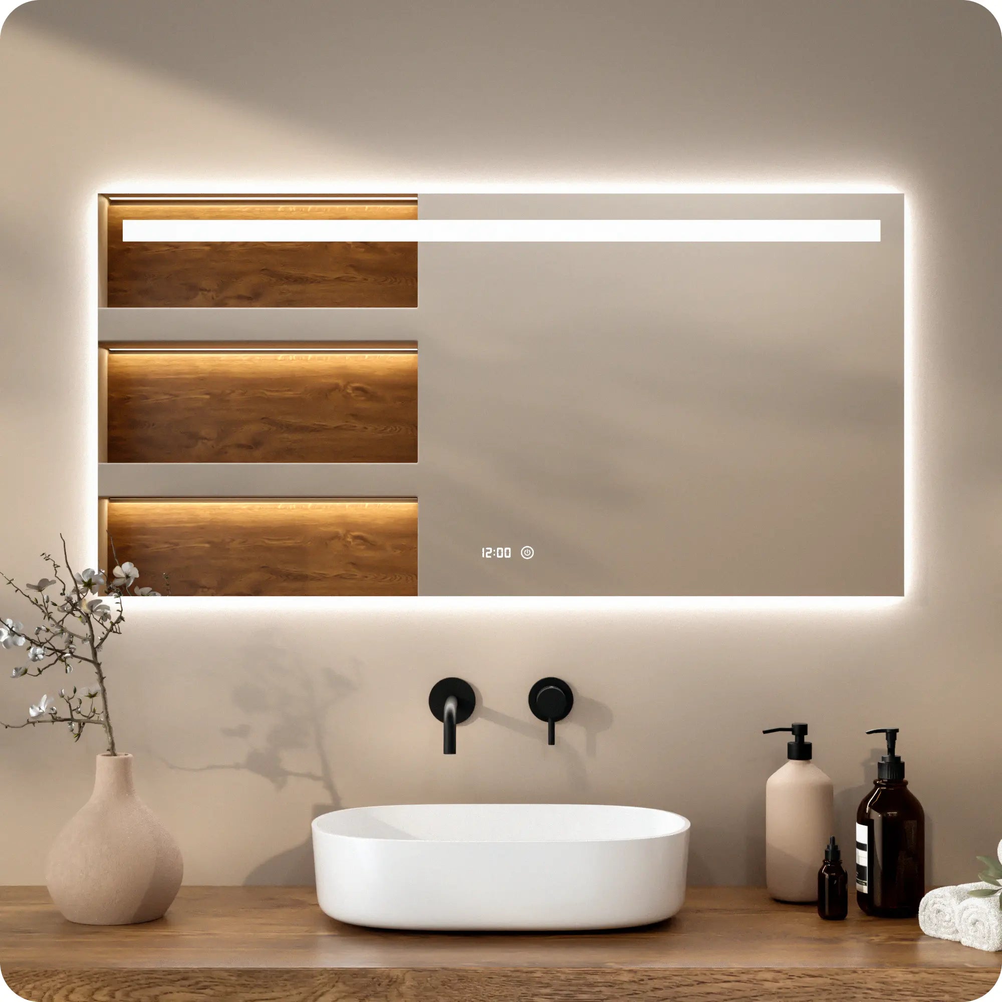 Bathroom Mirror - 120x60cm - Rectangle  - Frameless