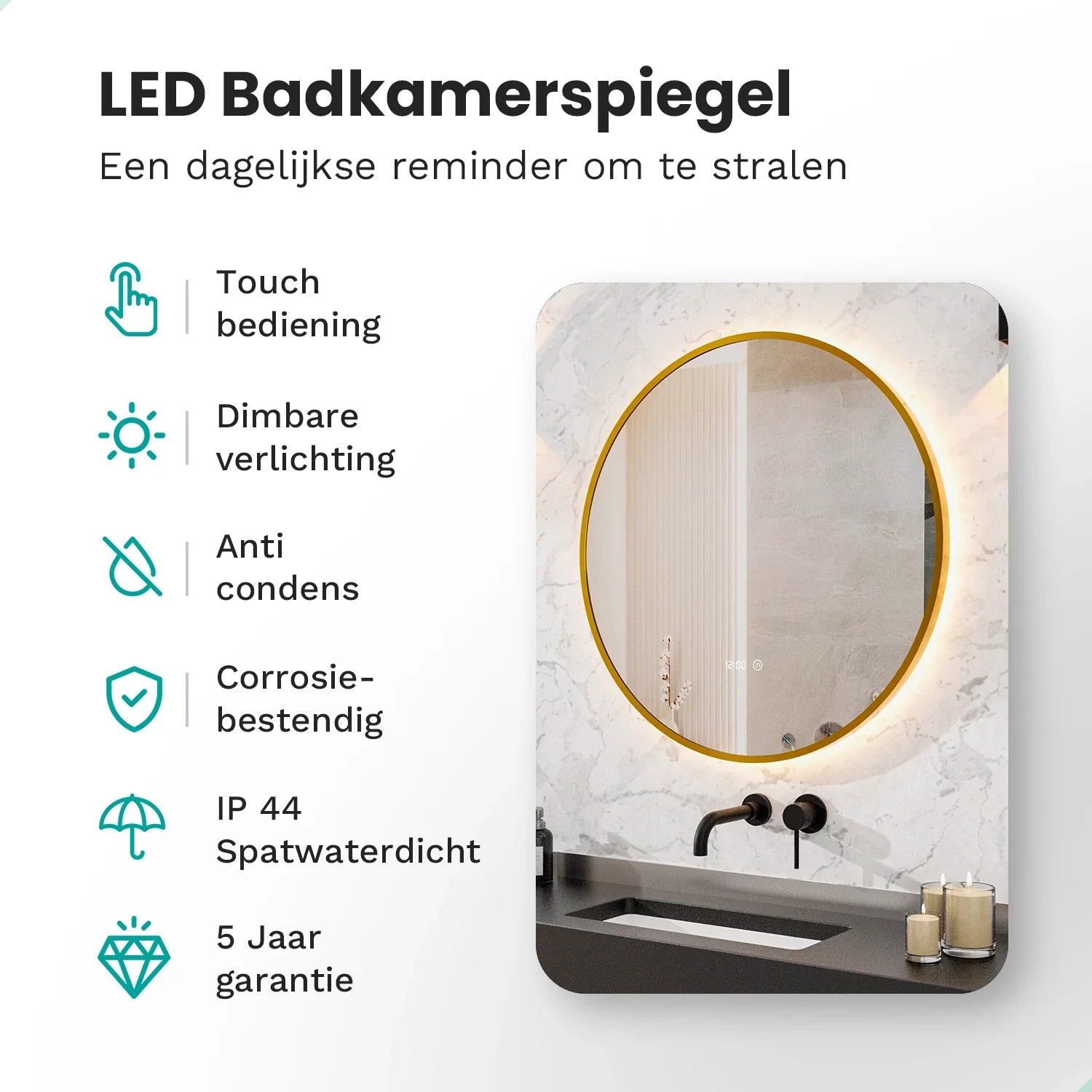 Bathroom mirror - 80 cm - Gold Frame