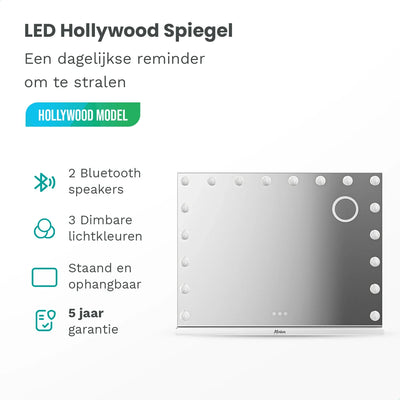 Hollywood Spiegel - Bluetooth Speakers - 80x60cm - Wit - second image