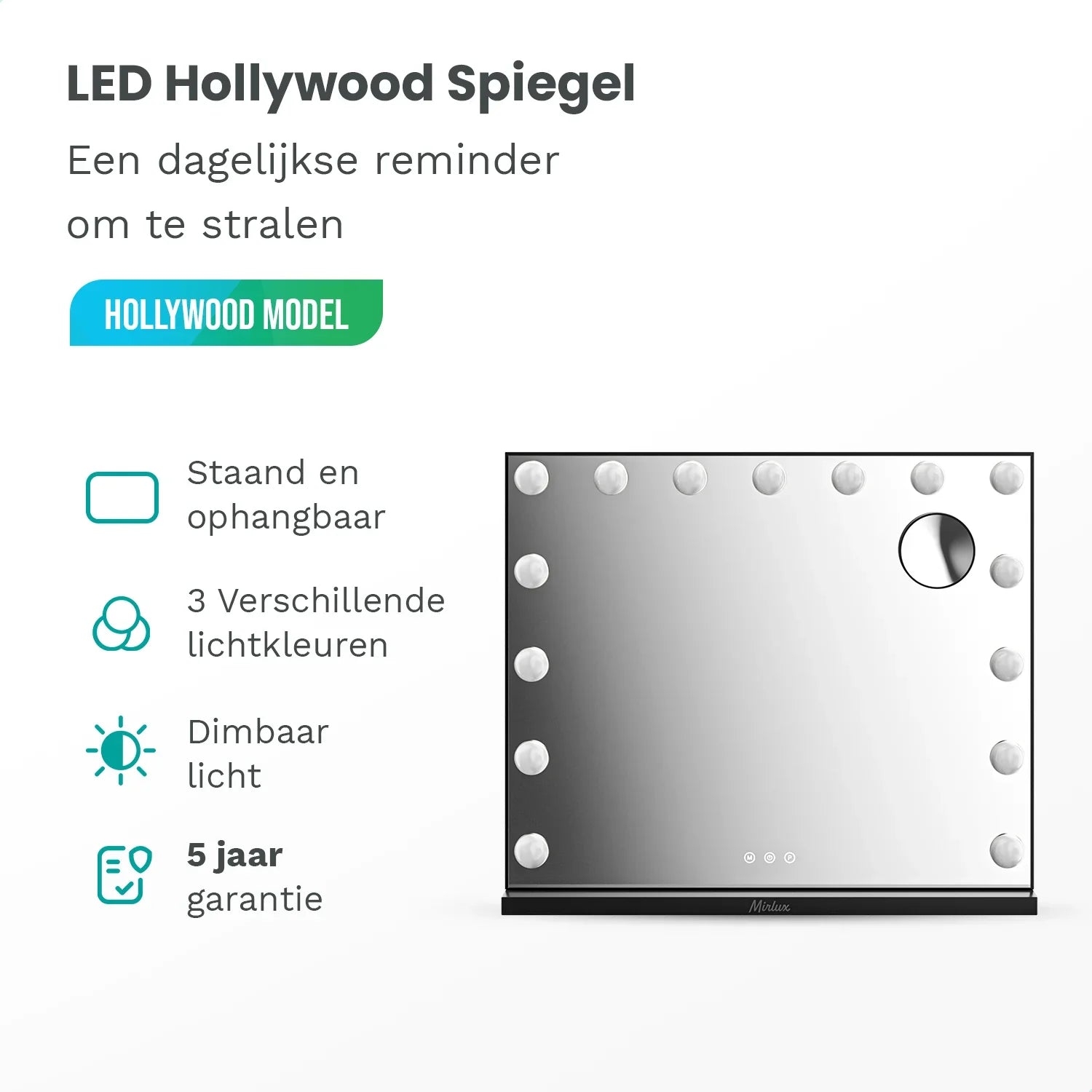 Hollywood Spiegel - Bluetooth Speakers - 58x48cm - Zwart - PRE-ORDER