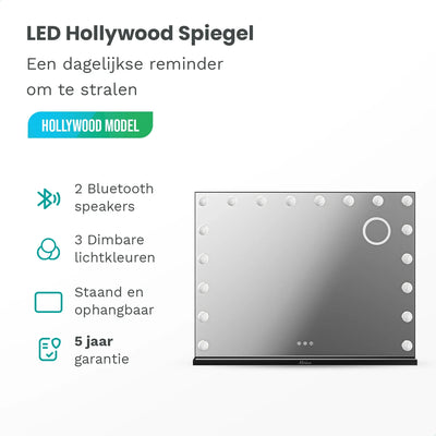 Hollywood Spiegel - Bluetooth Speakers - 80x60cm - Zwart - second image
