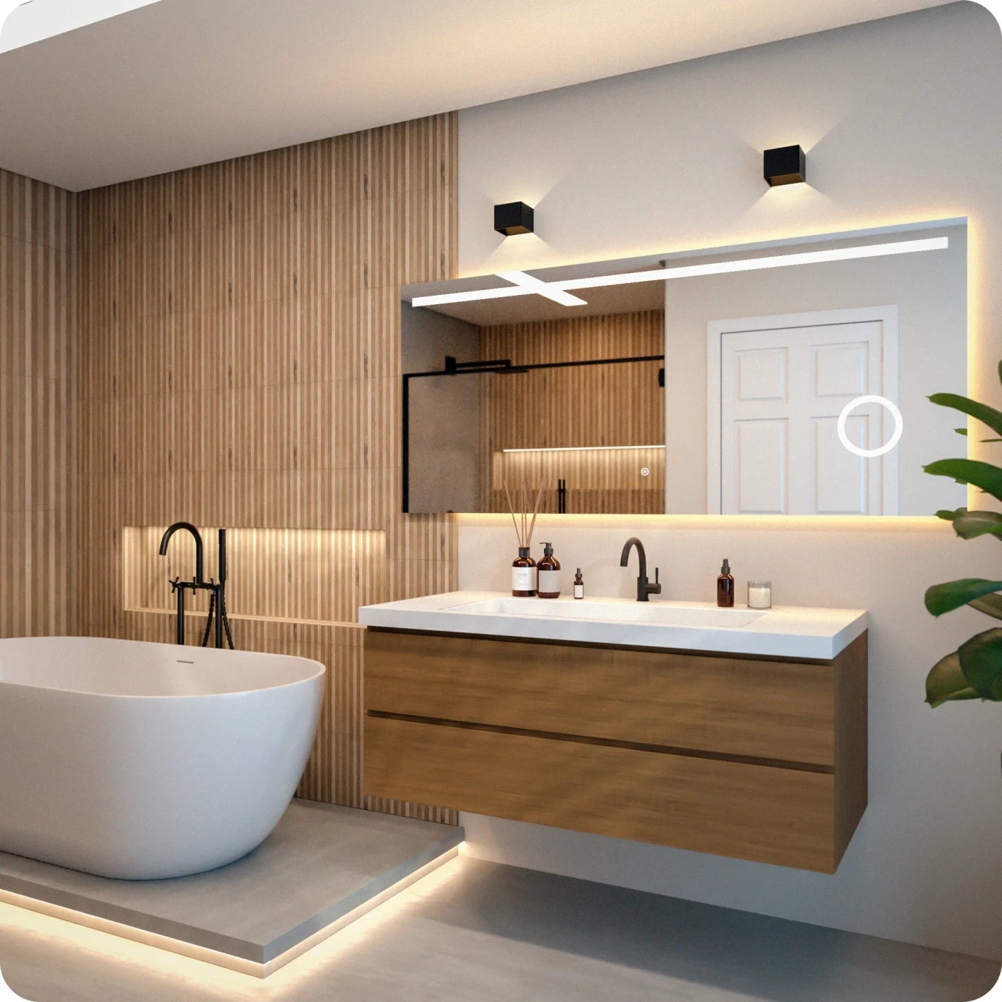 Bathroom mirror - 180x80cm - Frameless