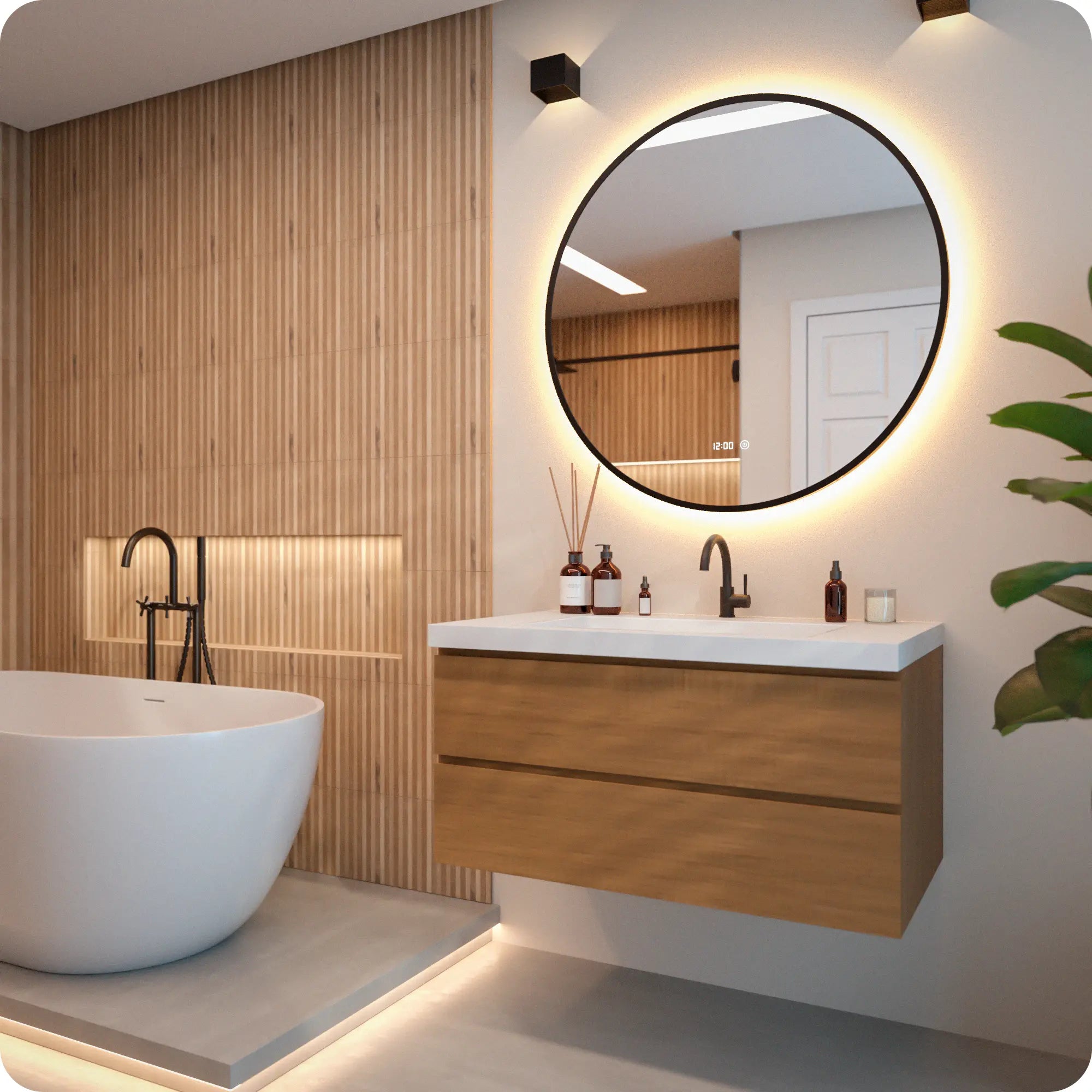 Badkamerspiegel - 100cm - Zwart Frame