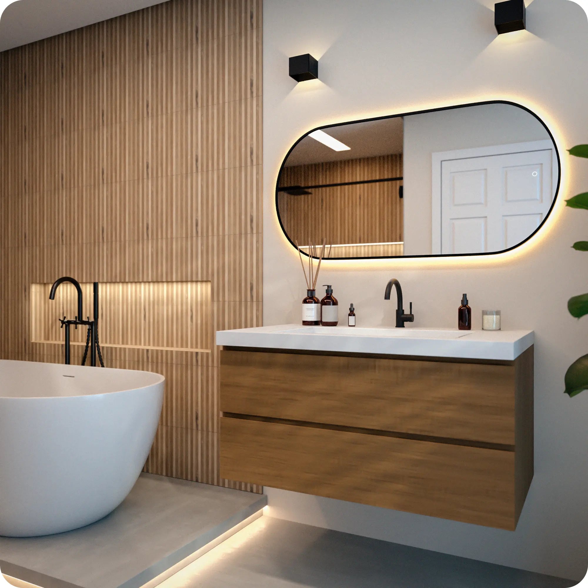 Badkamerspiegel - 120x60cm Ovaal - Zwart Frame