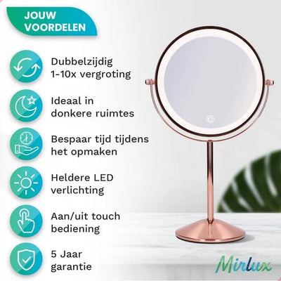Makeup Mirror – Rechargeable – Rose Gold – 1‑10× Magnification - second image