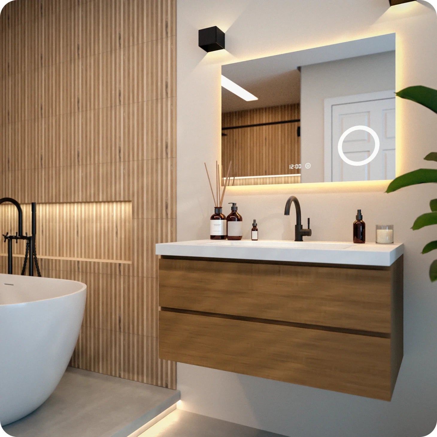 Bathroom mirror - 80x60cm - Rectangular - Frameless