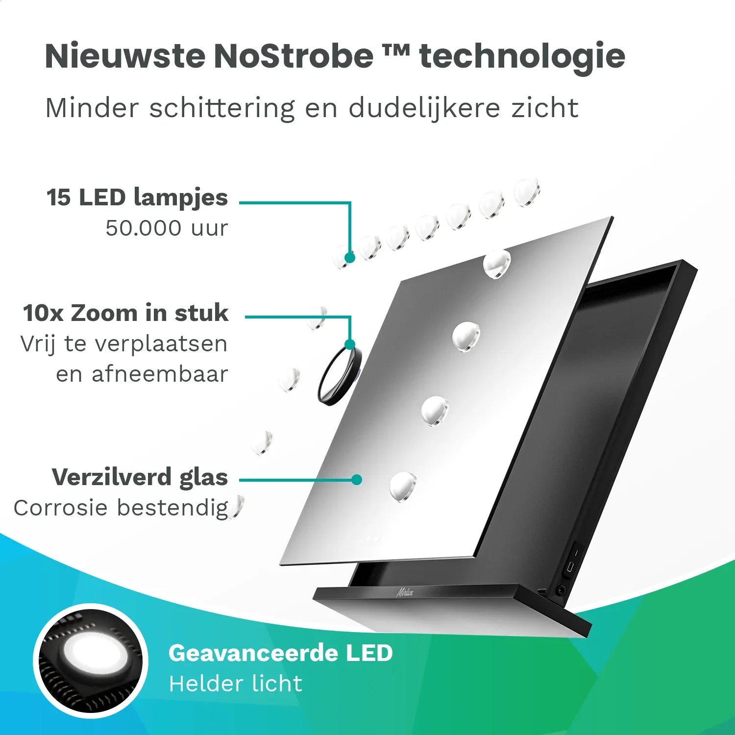 Hollywood Spiegel - Bluetooth Speakers - 58x48cm - Zwart - PRE-ORDER