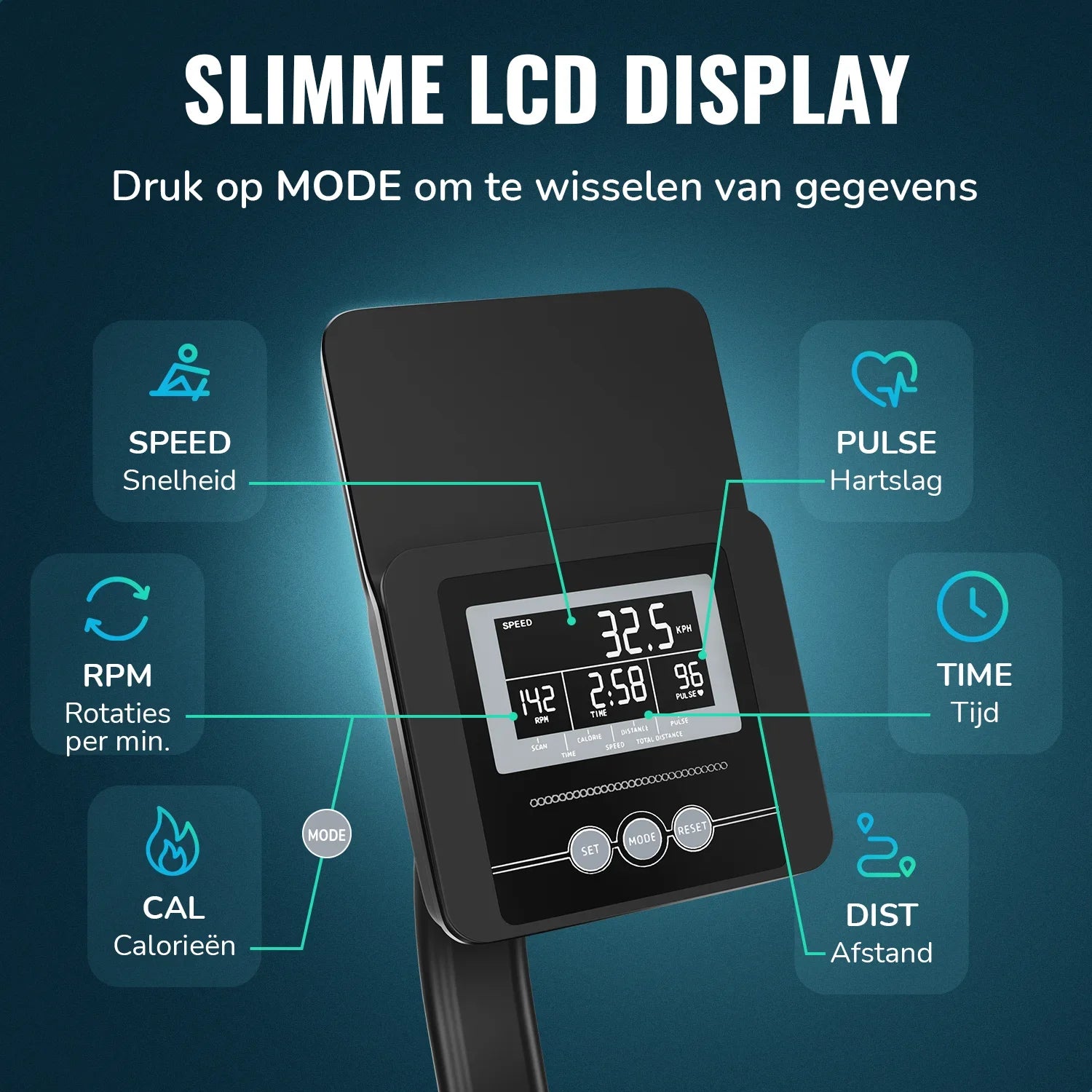 Rowing Machine - 16 Resistance Levels - LCD Monitor