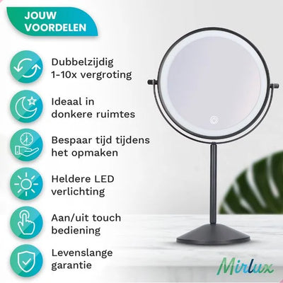 Makeup Mirror – Rechargeable – Black – 1–10× Magnification - second image