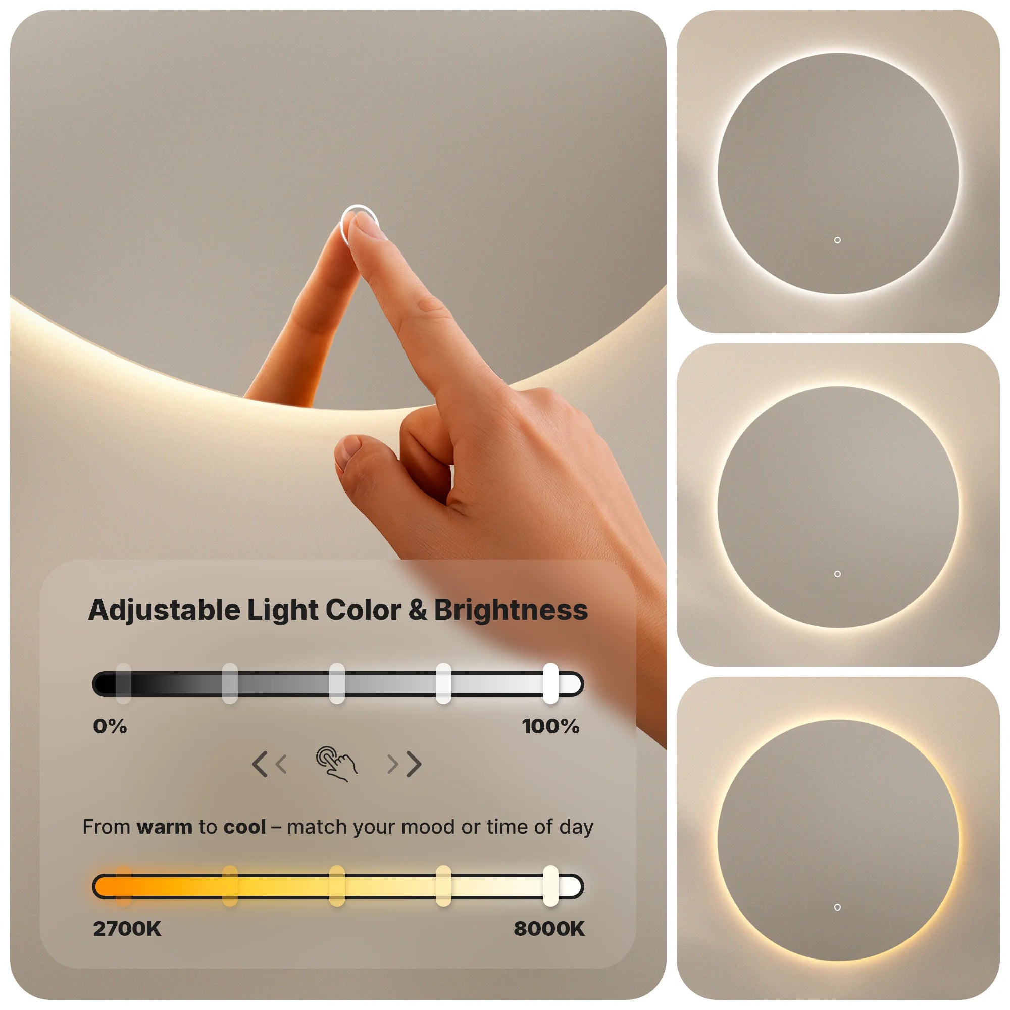 Espejo de baño - 80cm - Sin marco - PRE-PEDIDO