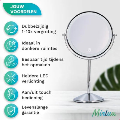 Makeup Mirror – Rechargeable – Chrome – 1-10x Magnification - second image