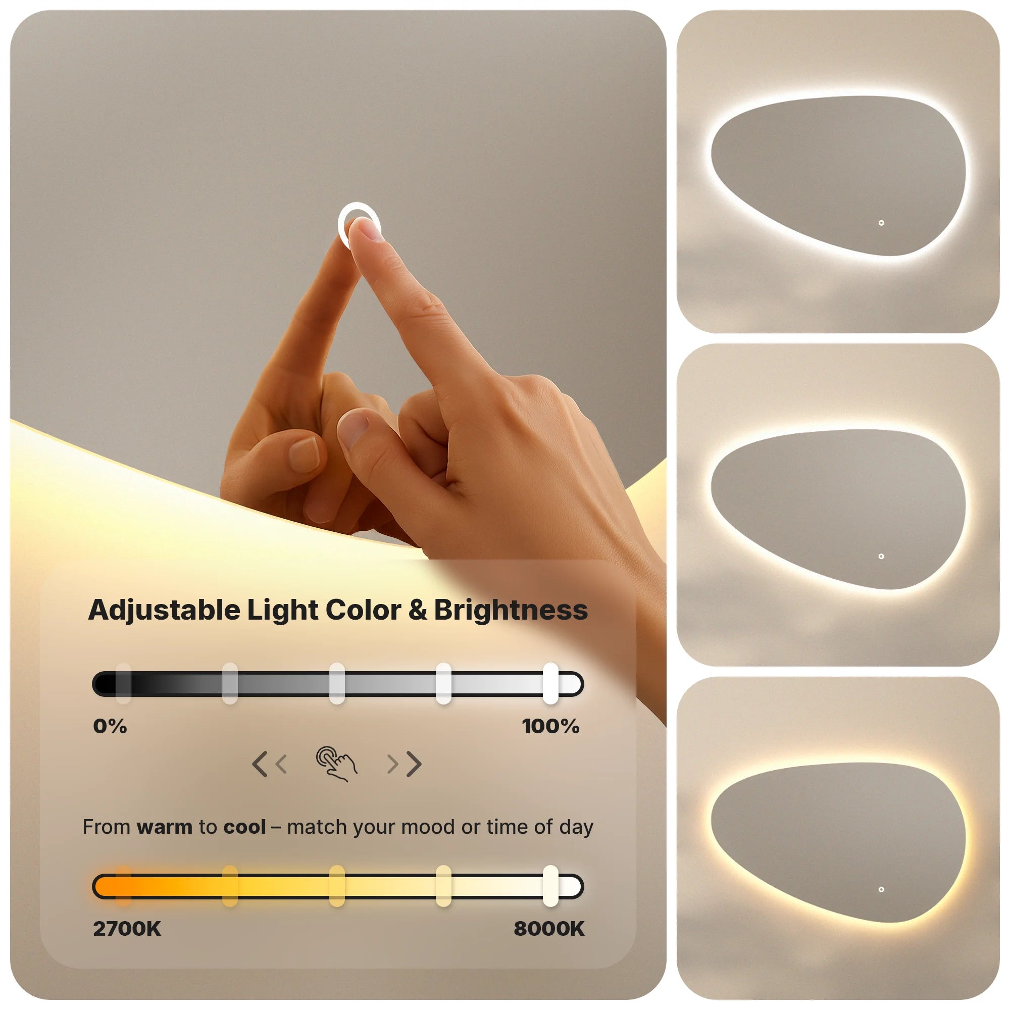 Badkamerspiegel - 150x93cm Asymmetrisch - Frameloos