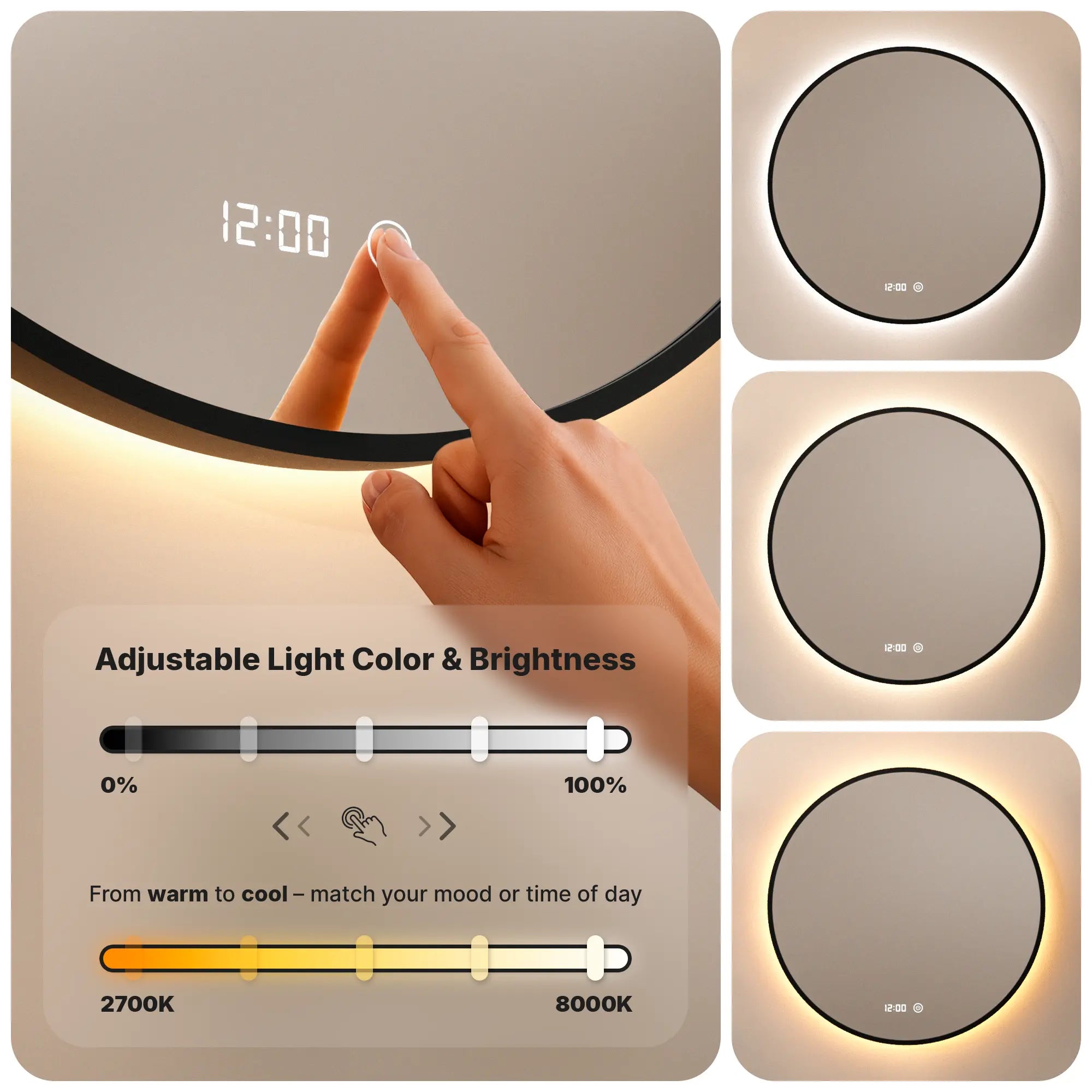 Bathroom mirror - 60cm - Black frame