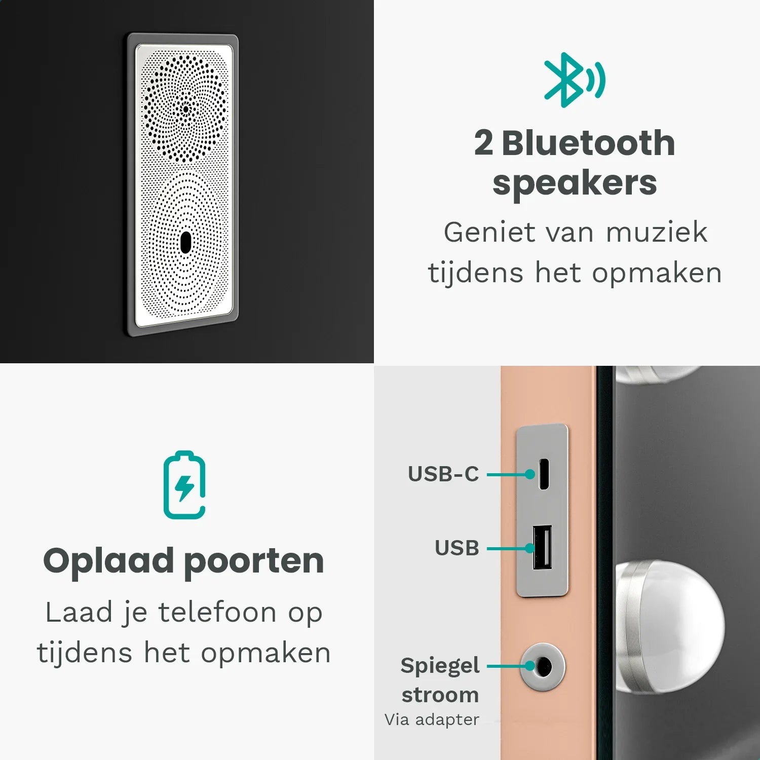 Hollywood Mirror - Bluetooth Speakers - 80x60cm - Rose Gold