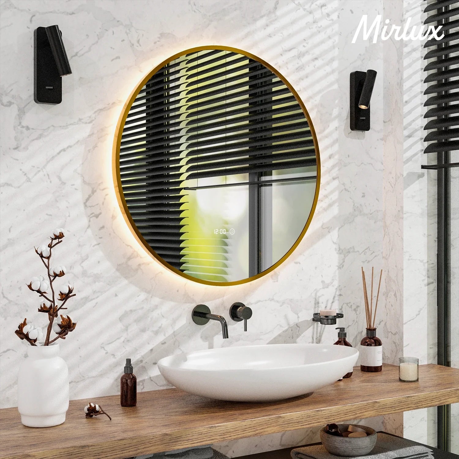 Bathroom mirror - 80 cm - Gold Frame - PRE-ORDER